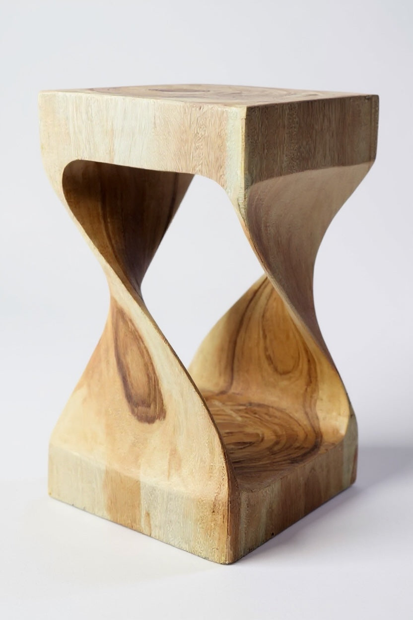 Tabouret en bois - table d'appoint, tabouret à fleurs, table de rangement - unique, fait main - tourné en bois massif de Saman - 50x28x28 cm
