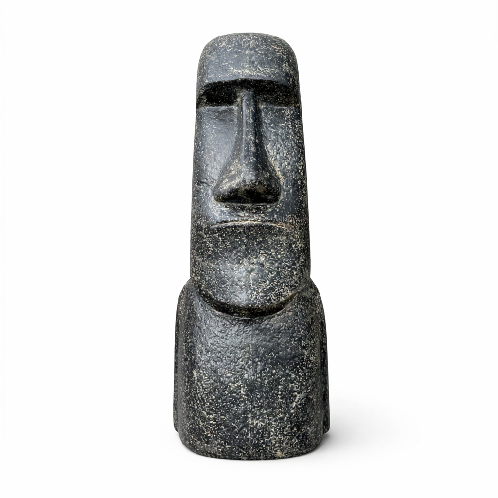 Moai Head Statue - Garden Decoration Sculpture - Weatherproof - Rapa Nui Easter Island Figure made of Fiberglass Concrete Gray - 120x46x40 cm