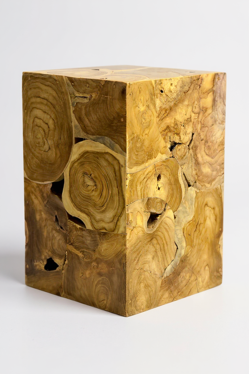 Table d'appoint en mosaïque de bois - table basse, table de chevet, tabouret pour plantes - fait main - 40&60x40x40 cm