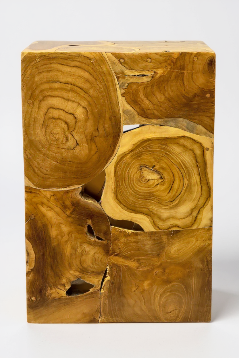 Table d'appoint en mosaïque de bois - table basse, table de chevet, tabouret pour plantes - fait main - 40&60x40x40 cm