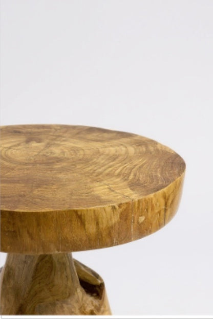 Wooden stool – side table, flower stool, storage table – handmade – natural shape made of solid teak – 45x40x40 cm