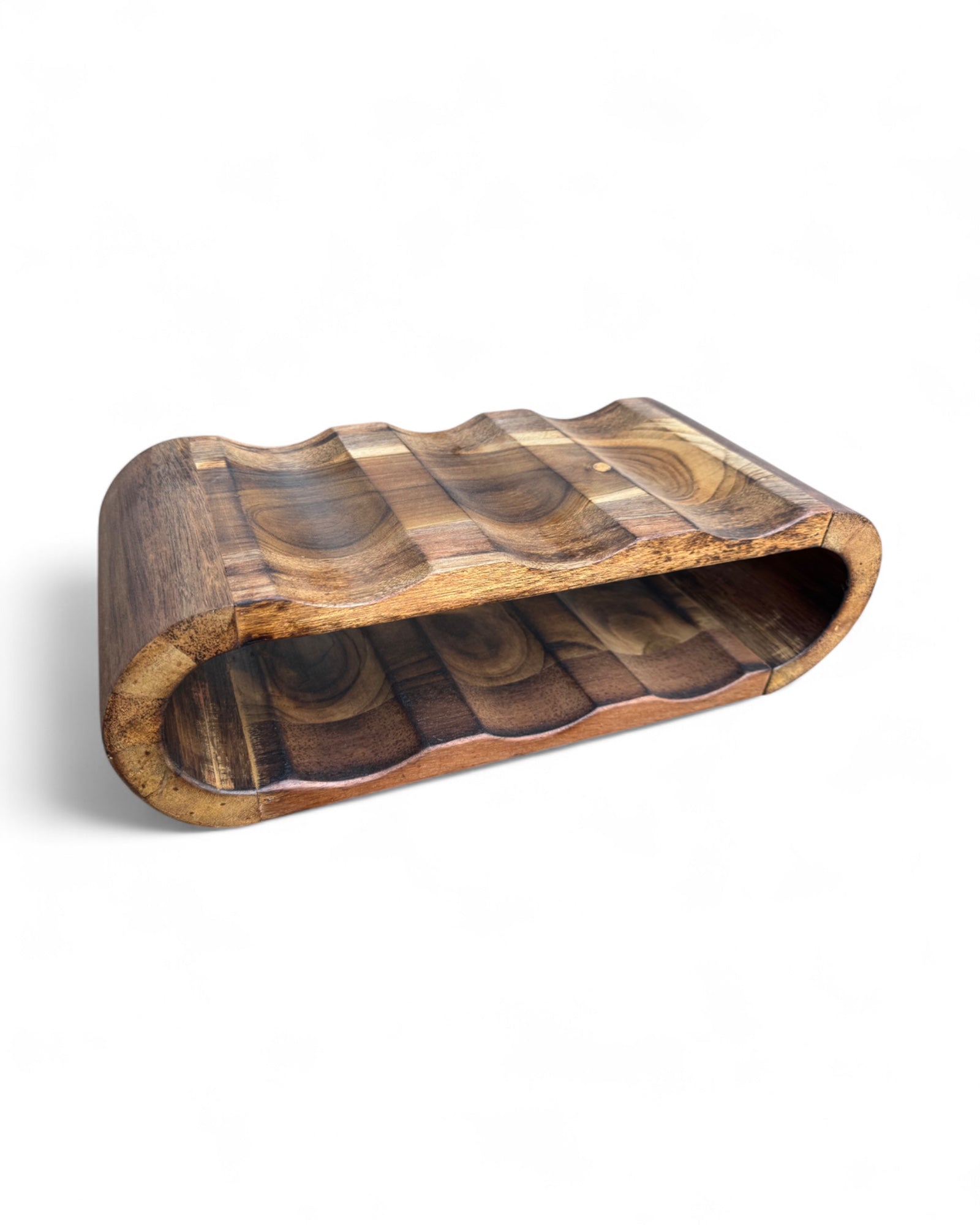 Akazienholz Weinregal - Flaschenhalter für 6 Flaschen - Robust - Flambierte Holzmaserung - 46x19x15 cm - FaHome