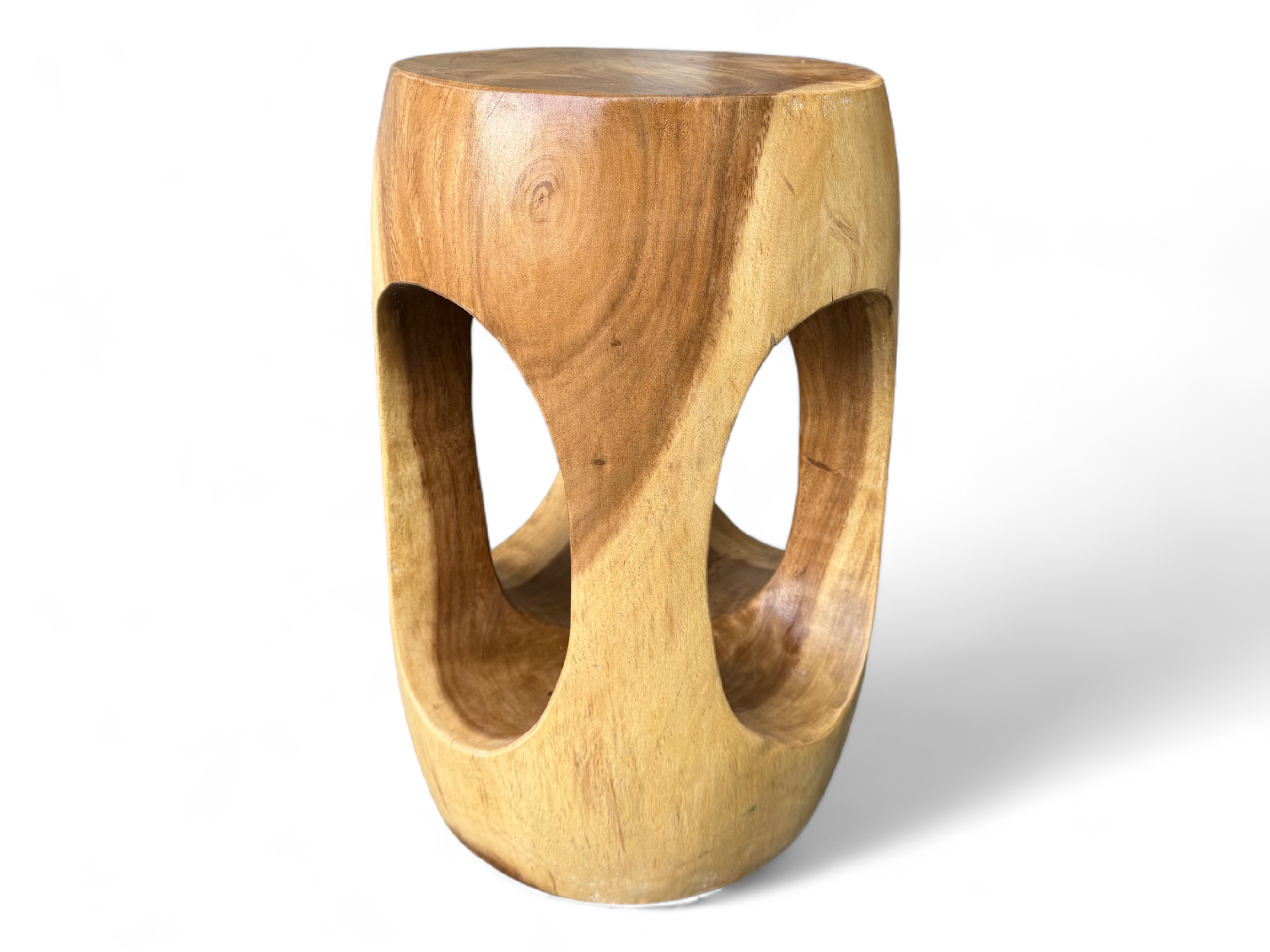 Table d'appoint en bois – table basse tabouret à fleurs – fait main – arrondi avec col en O Bois de suar – 50x30x30 cm