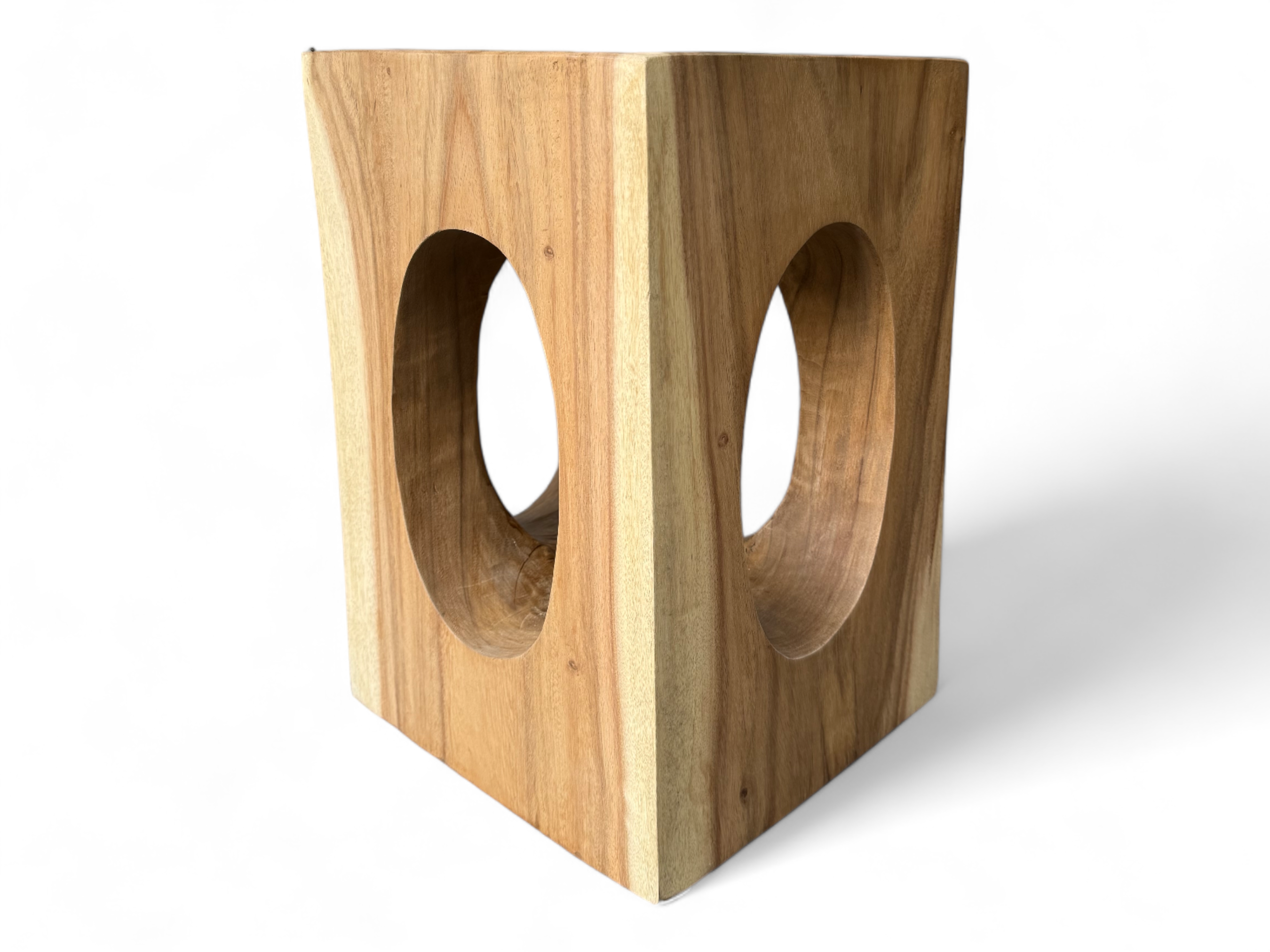 Wooden side table – coffee table flower stool – handmade – square with O-neck suar wood – 45x30x30 cm