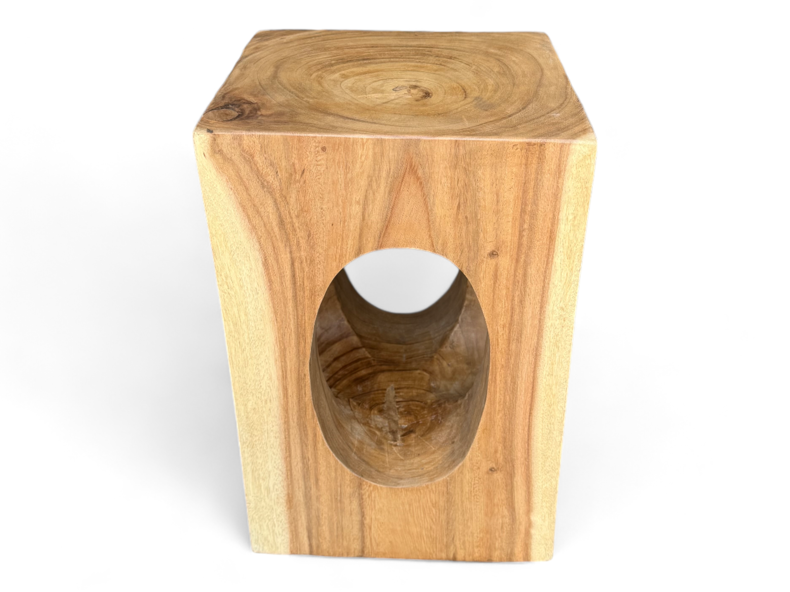 Wooden side table – coffee table flower stool – handmade – square with O-neck suar wood – 45x30x30 cm