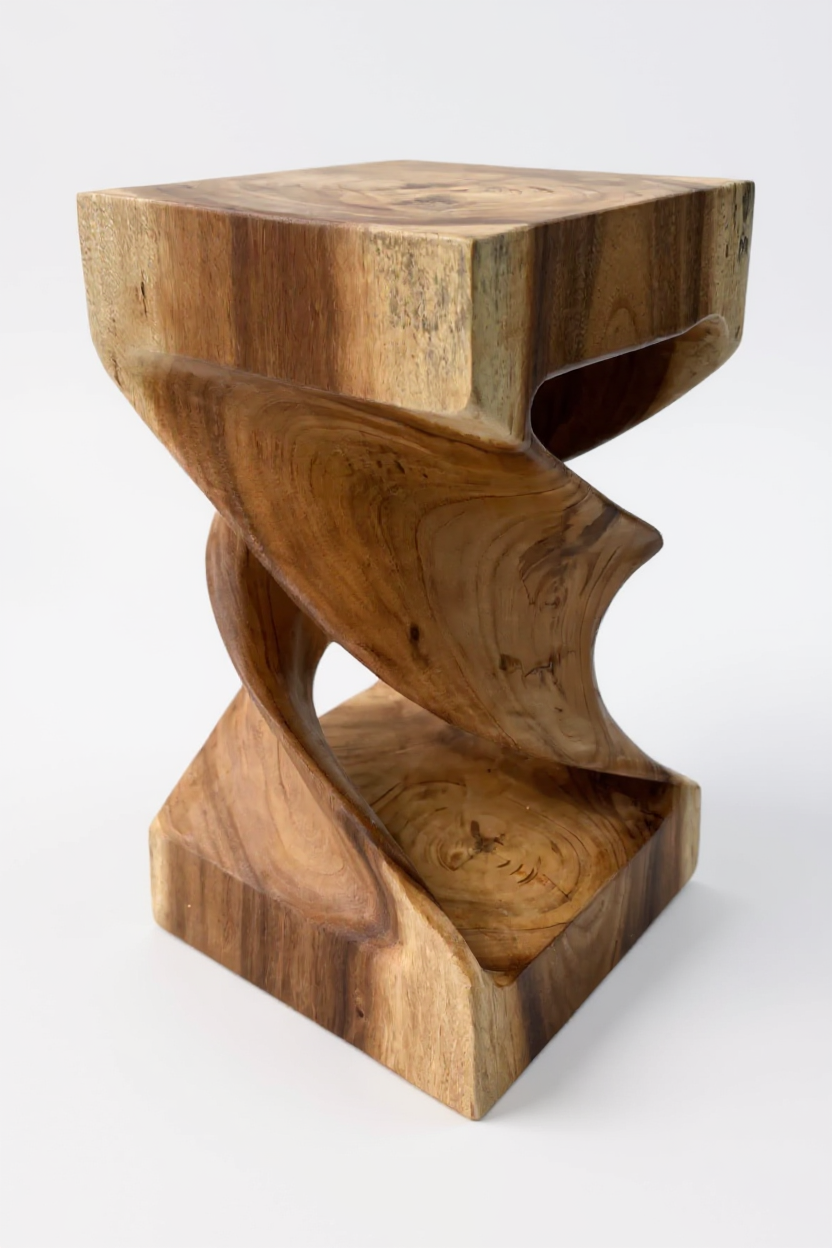 Table d'appoint en bois - table basse tabouret en bois - fait main - tourné en bois de suar massif - 50x28x28 cm