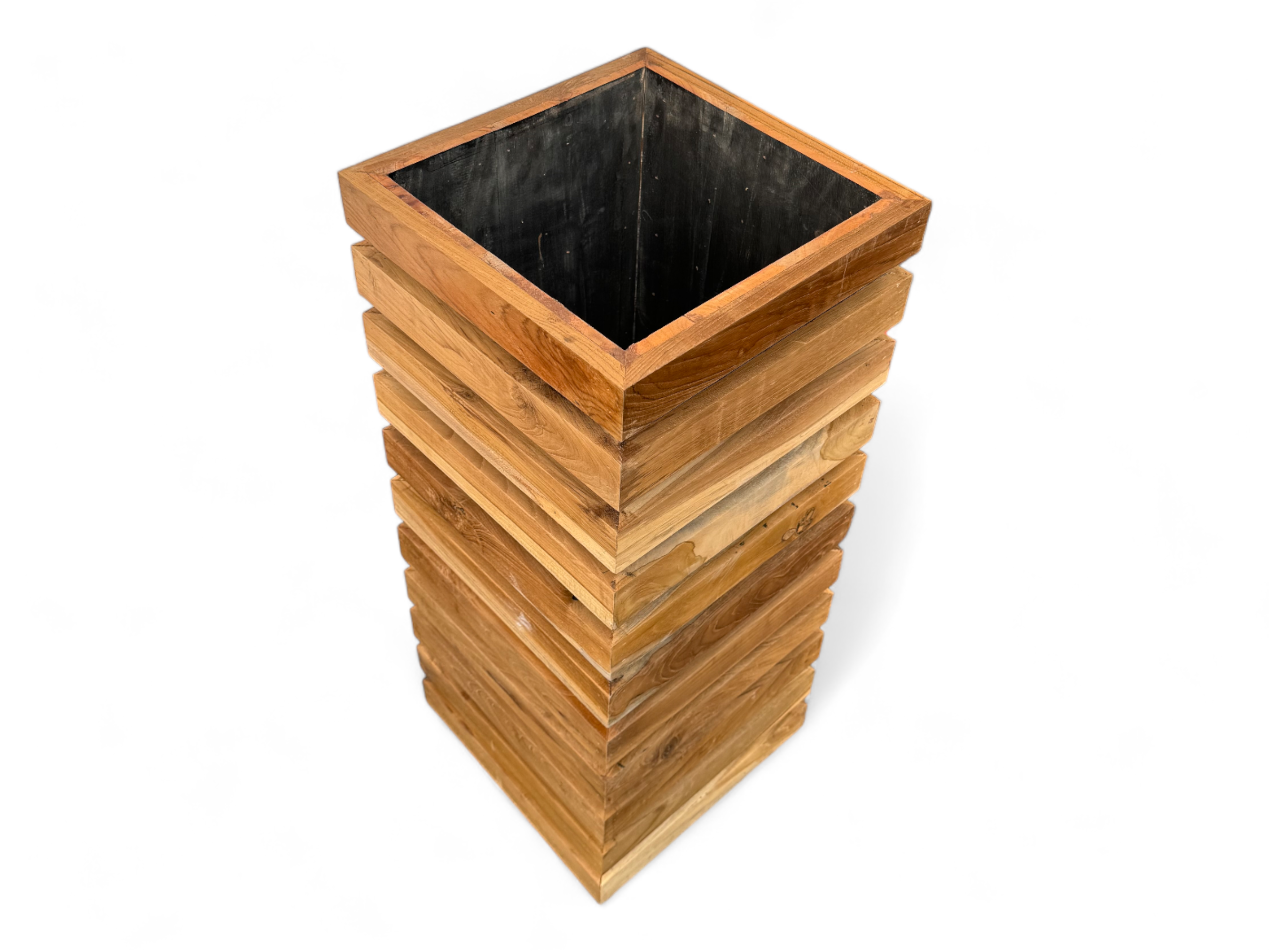 Wooden flower box – flower pot balcony box planter – handmade – modern with wooden slats