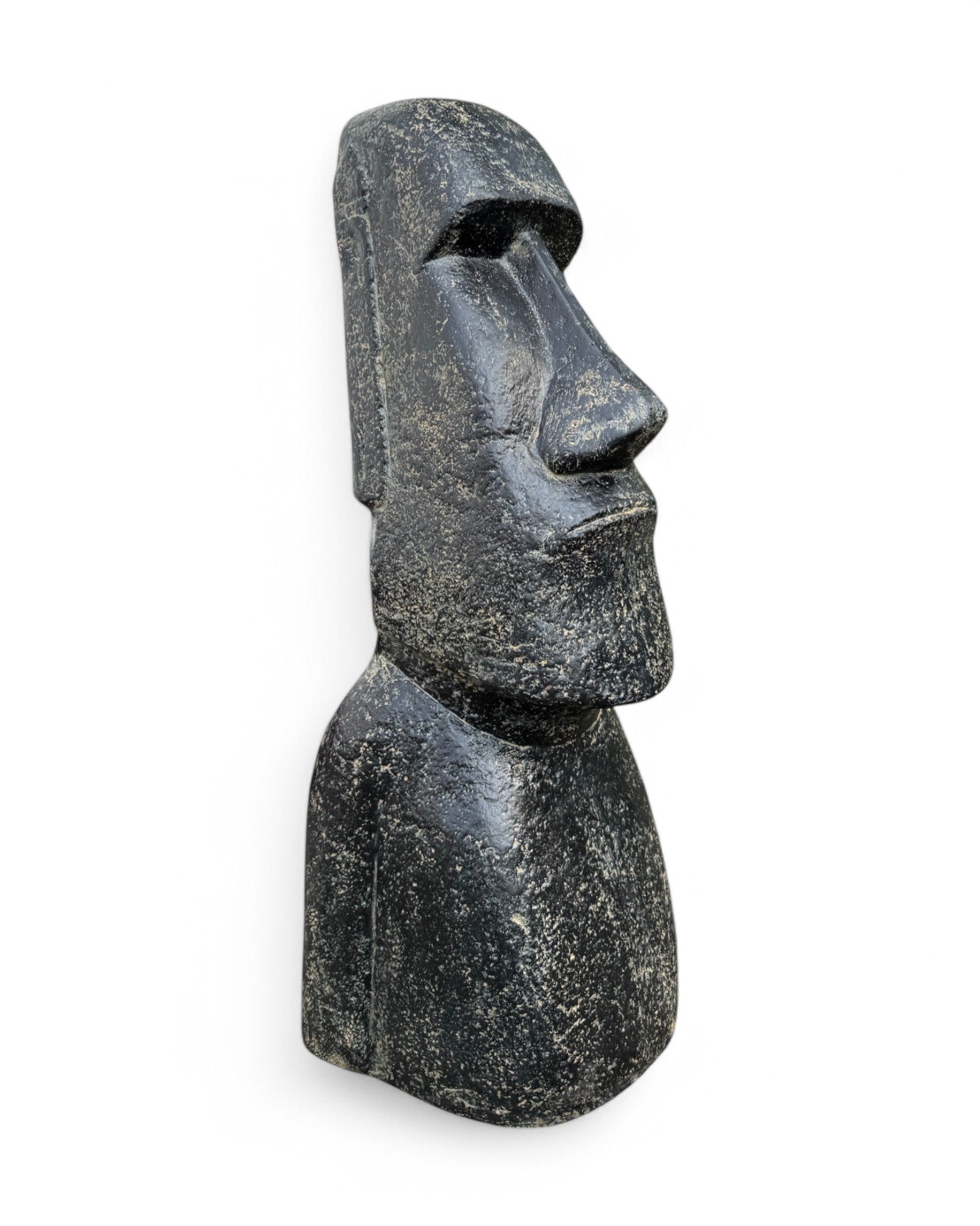 Moai Head Statue - Garden Decoration Sculpture - Weatherproof - Rapa Nui Easter Island Figure made of Fiberglass Concrete Gray - 120x46x40 cm