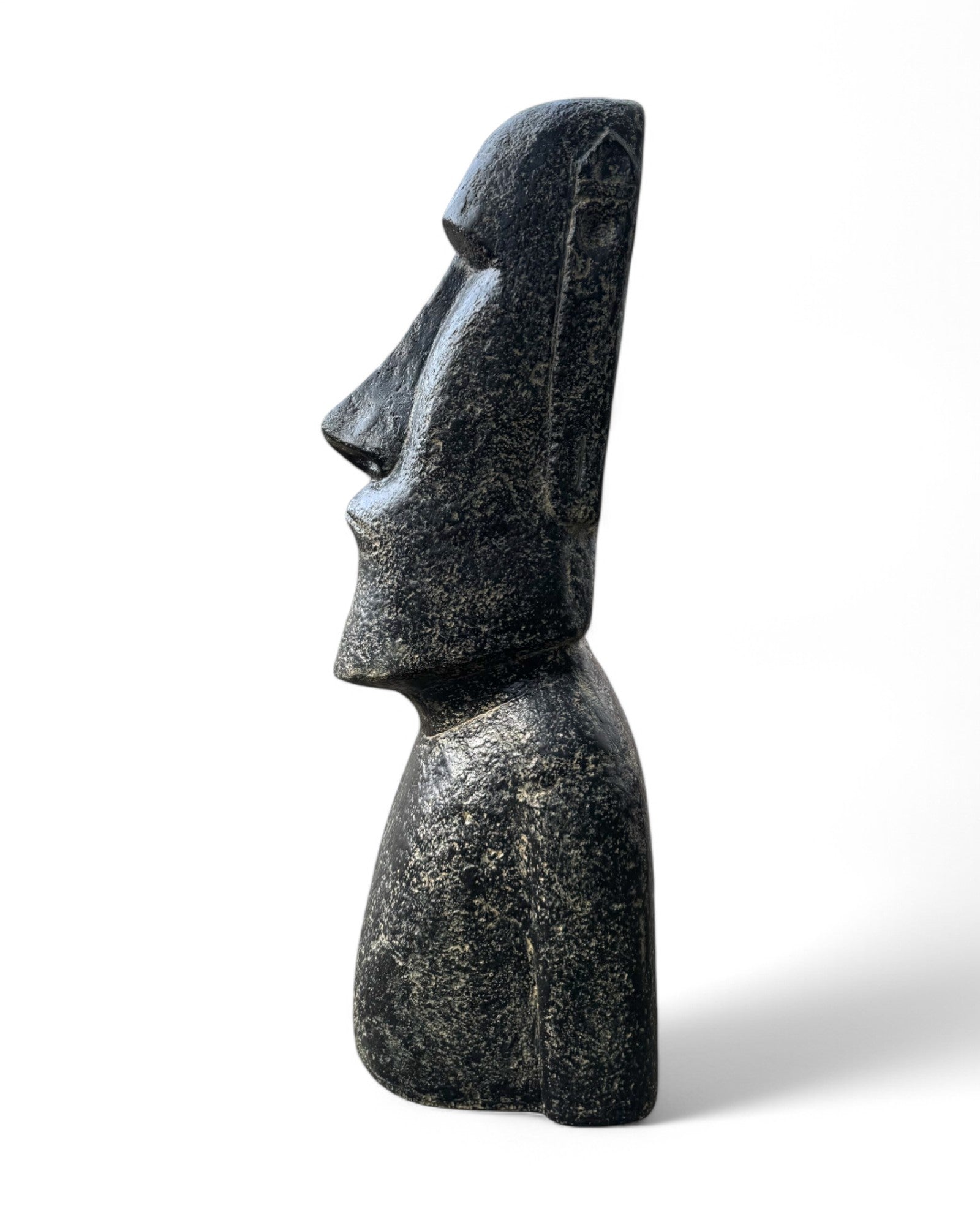 Moai Head Statue - Garden Decoration Sculpture - Weatherproof - Rapa Nui Easter Island Figure made of Fiberglass Concrete Gray - 120x46x40 cm
