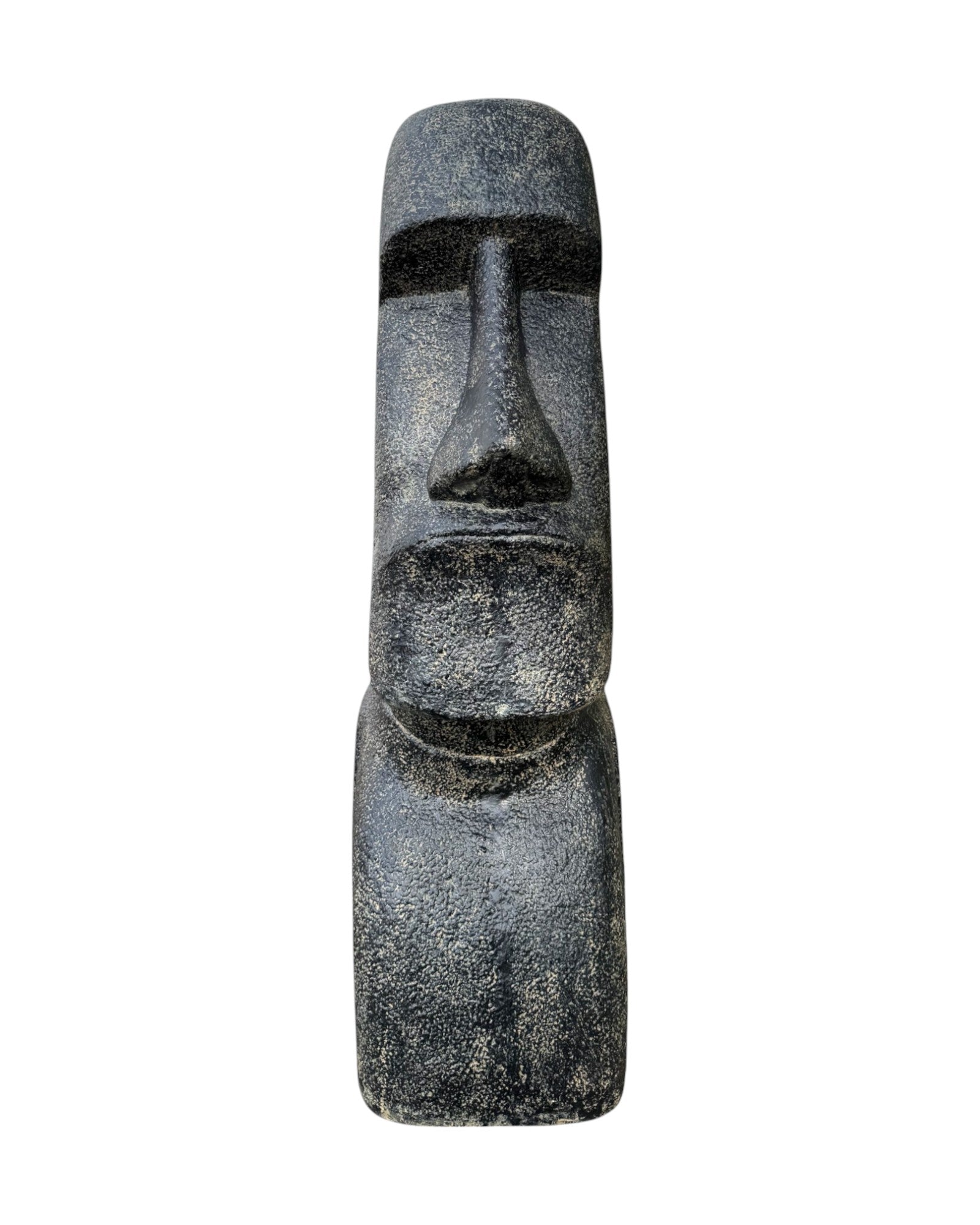 Statue de tête de Moaï - Sculpture décorative de jardin - Résistante aux intempéries - Figurine de l'île de Pâques Rapa Nui en béton de fibre de verre gris - 150x49x47 cm