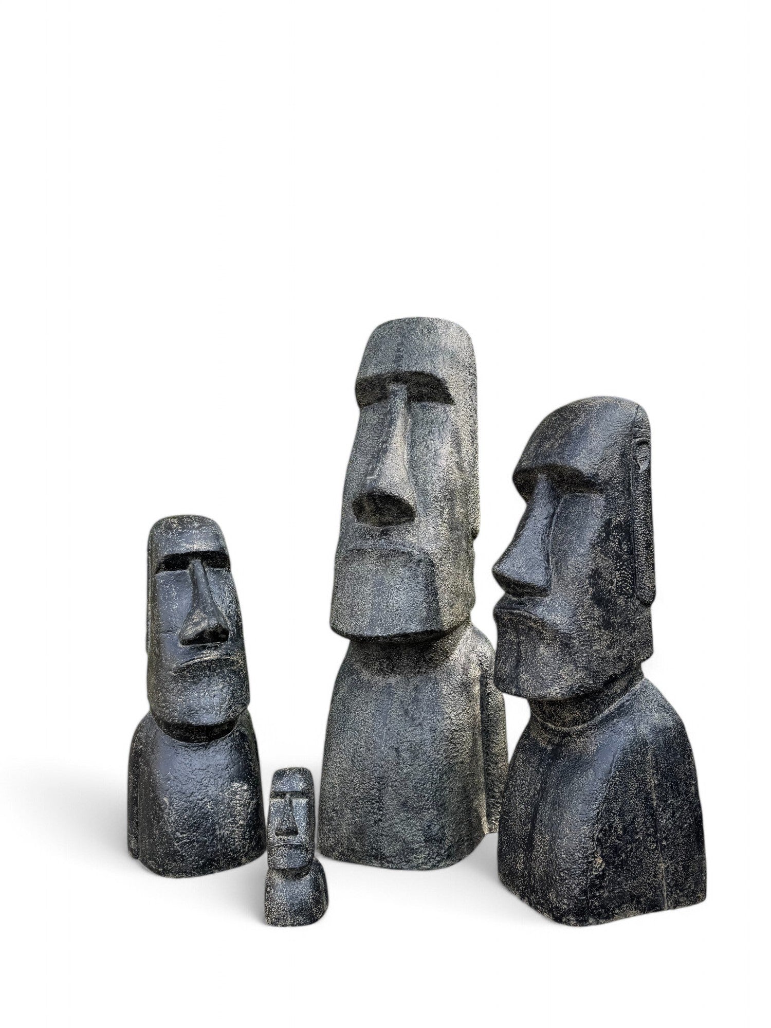 Moai Kopf Statue - Garten Deko Skulptur - Wetterfest - Rapa-Nui Osterinsel-Figur aus Glasfaserbeton Grau - 150x49x47 cm