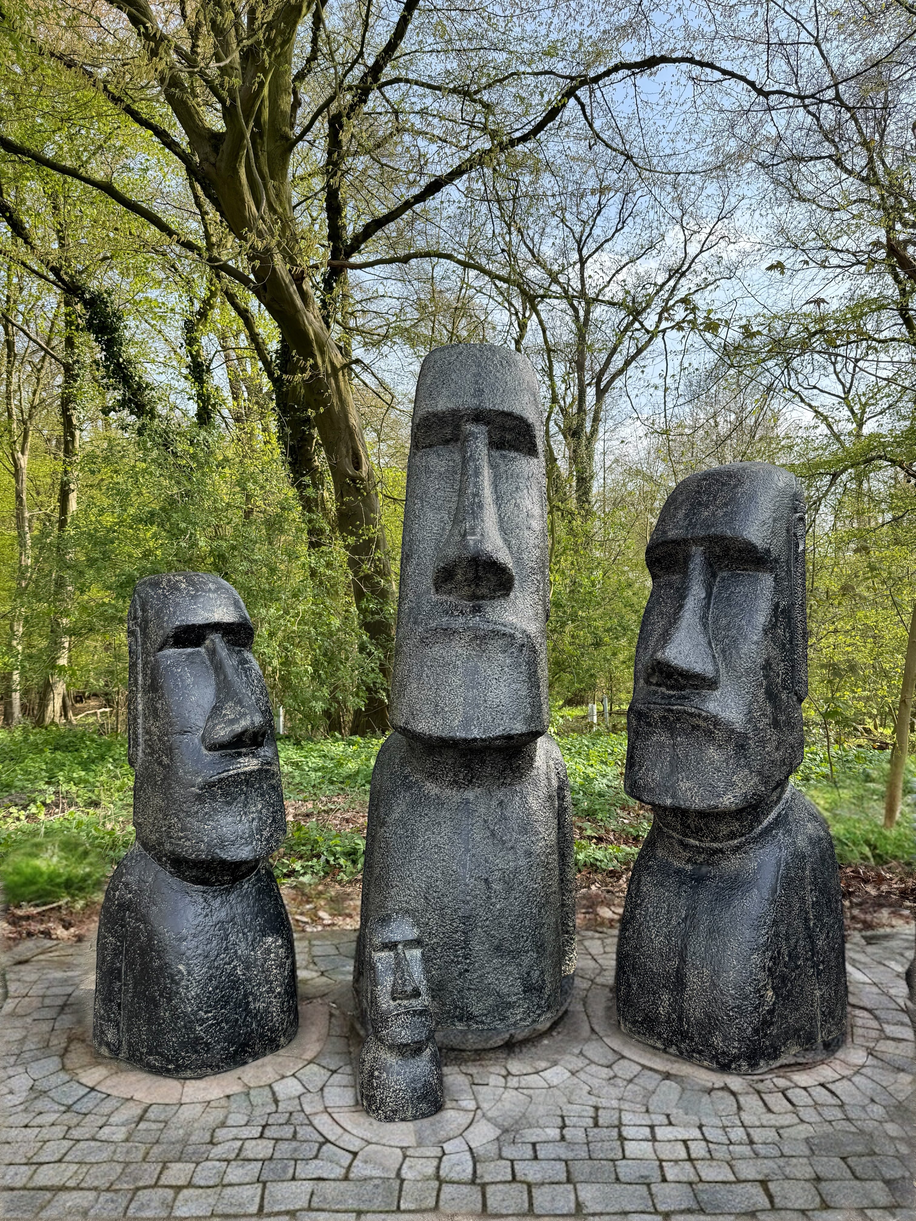 Moai Kopf Statue - Garten Deko Skulptur - Wetterfest - Rapa-Nui Osterinsel-Figur aus Glasfaserbeton Grau - 150x49x47 cm