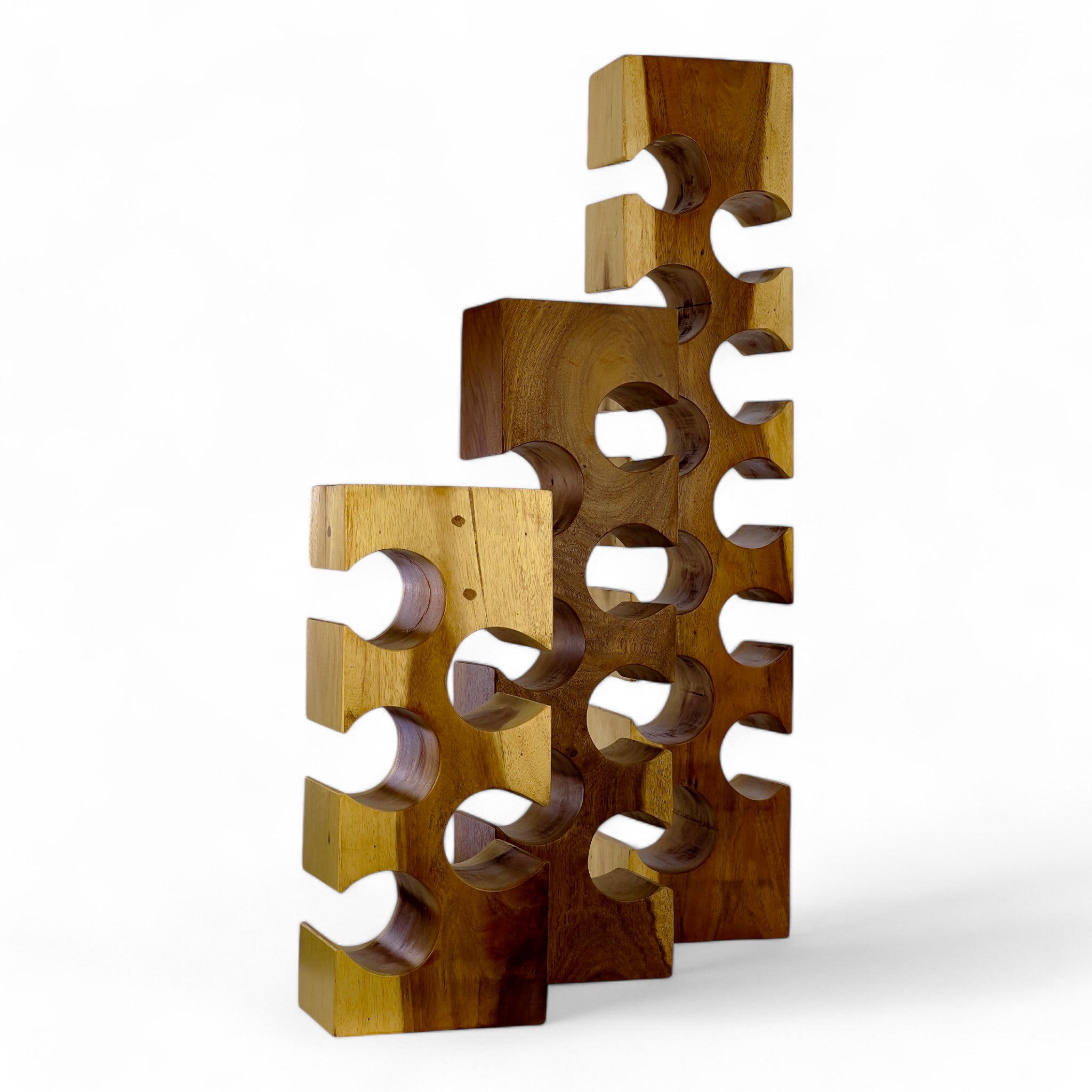 Casier à vin massif - décoration de cuisine salon porte-vin - fait main noble de haute qualité - carré en bois de Suar - 50/70/100x19,5x14,5 cm