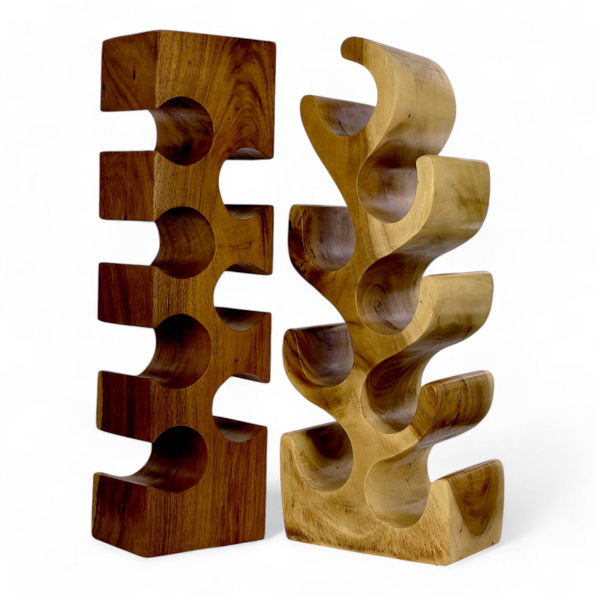 Casier à vin massif - décoration de cuisine salon porte-vin - fait main noble de haute qualité - forme de sapin en bois de suar - 30/50/70/100x27x18 cm