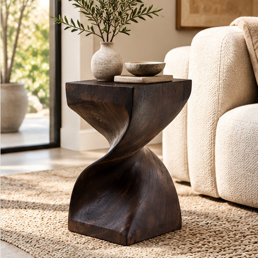 Wooden stool - Noble wooden side table - Wooden stool - Handcrafted wooden side table - 50x28x28cm