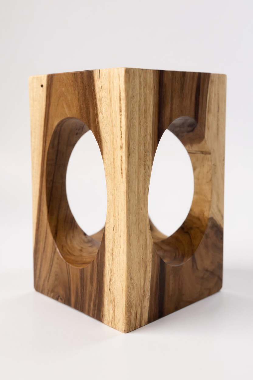 Wooden side table – coffee table flower stool – handmade – square with O-neck suar wood – 45x30x30 cm