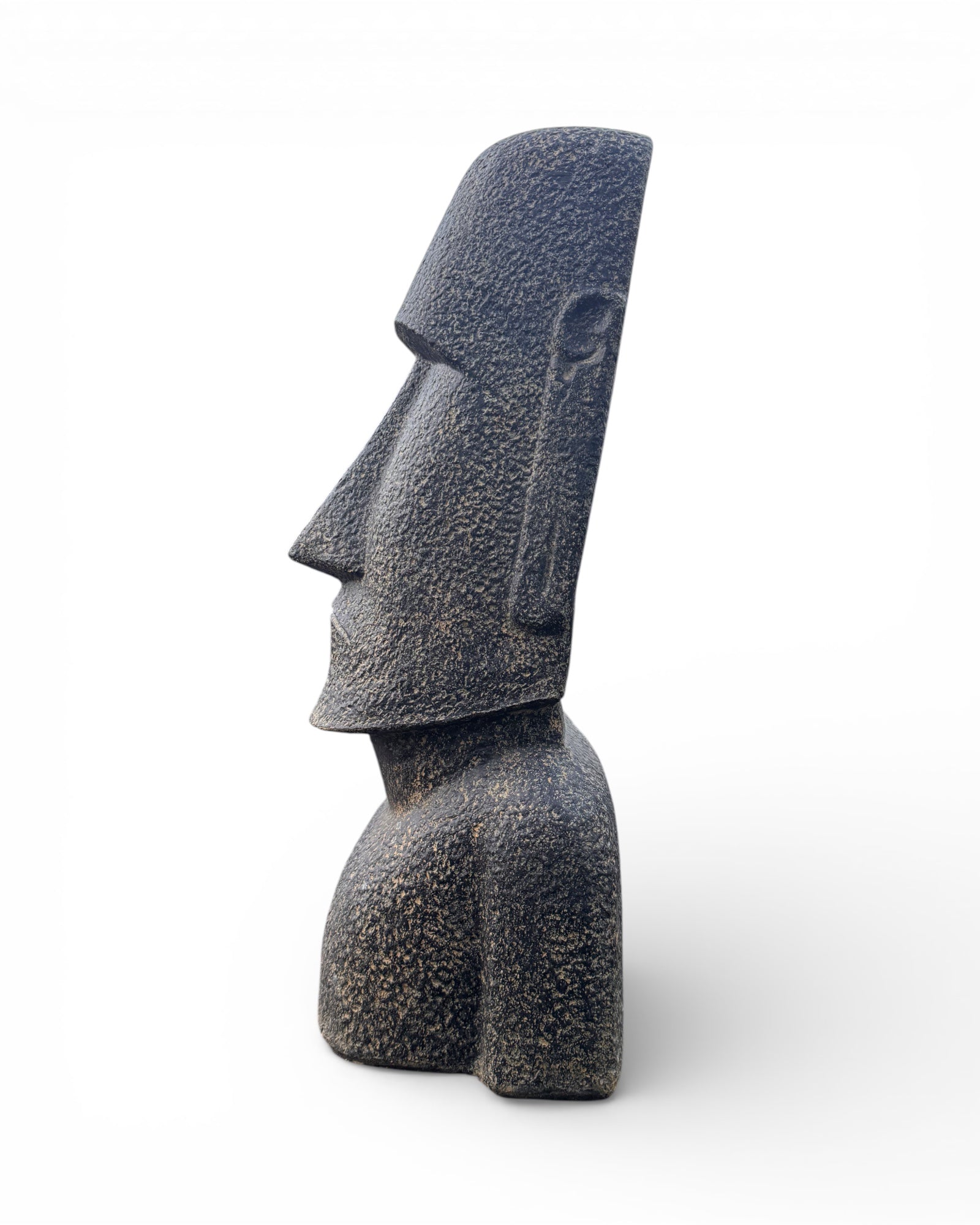 Moai Head Statue - Garden Decoration Sculpture - Weatherproof - Rapa Nui Easter Island Figure made of Fiberglass Concrete Gray - 120x46x40 cm