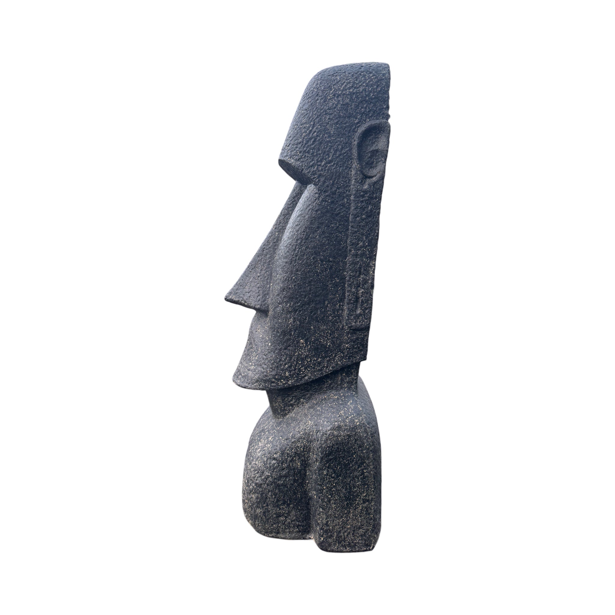 Moai Head Statue - Garden Decoration Sculpture - Weatherproof - Rapa Nui Easter Island Figure made of Fiberglass Concrete Gray - 150x49x47 cm