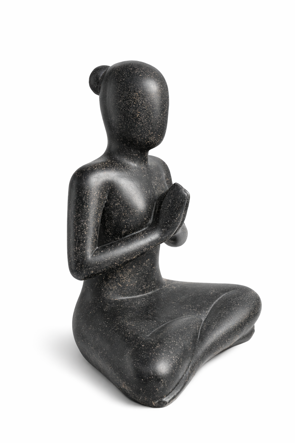 Yoga Figure Sitting Namaste – Living Room Studio Shelf Decor – Weatherproof – Stone Look Meditation Sculpture Black – in 3 Sizes