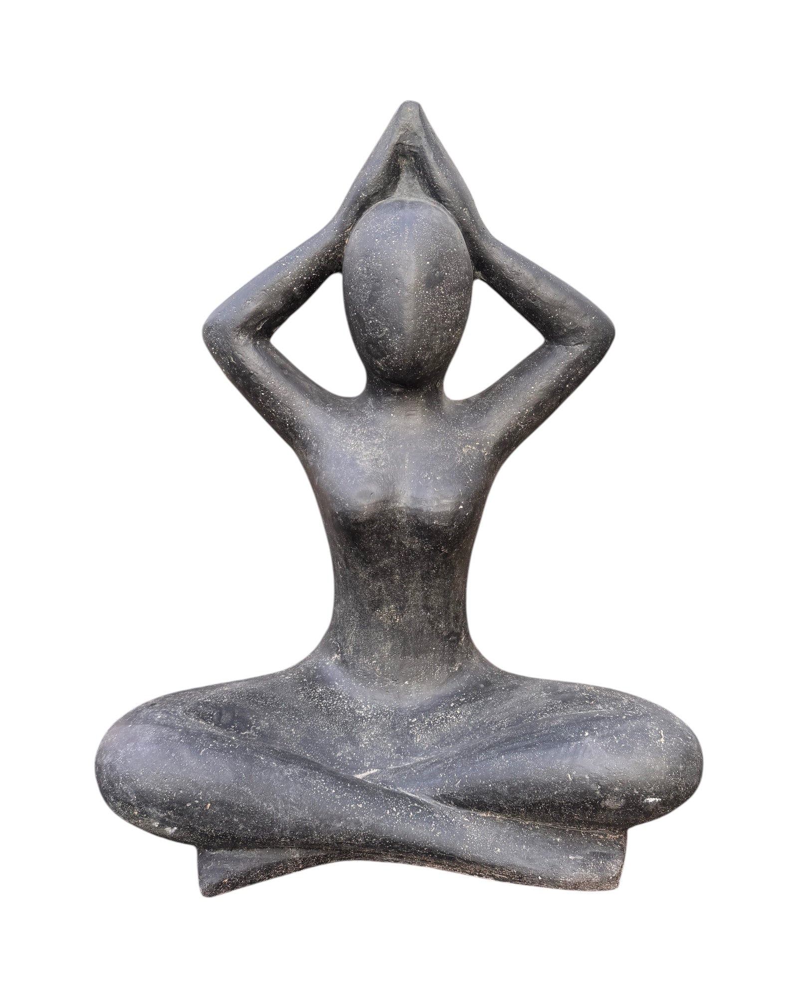 Sitting Yoga Figure - Living Room Studio Shelf Decor - Solid Design - Stone Look Sculpture Meditation Black - in 3 Sizes