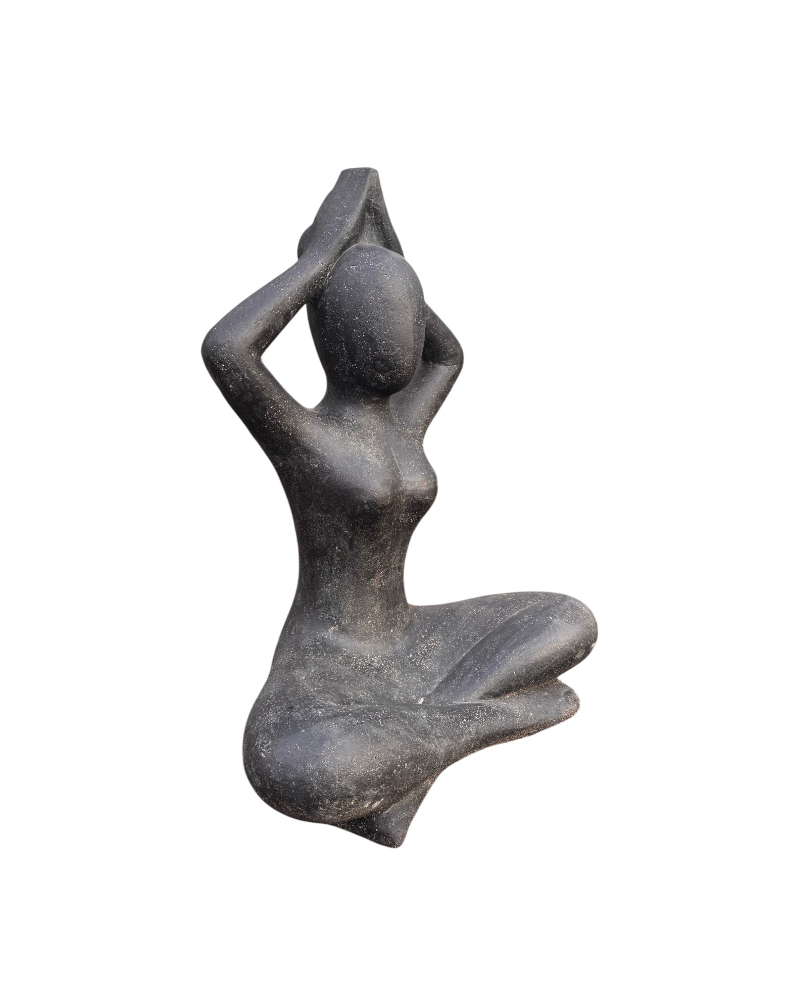 Sitting Yoga Figure - Living Room Studio Shelf Decor - Solid Design - Stone Look Sculpture Meditation Black - in 3 Sizes
