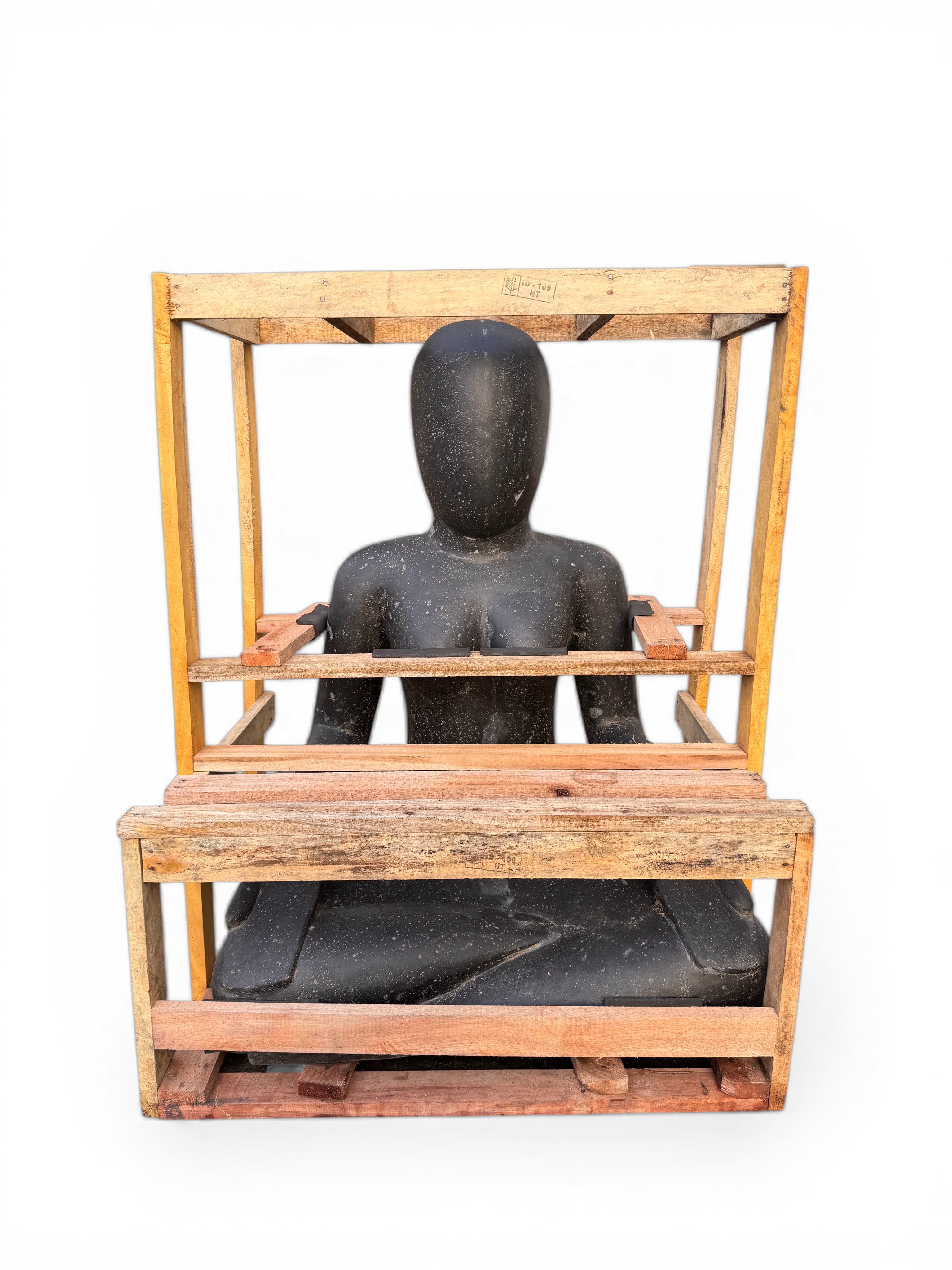 Artificial Stone Sculpture – Sitting Yoga Figure – Modern Design – Weatherproof Stone Look – in 3 Sizes