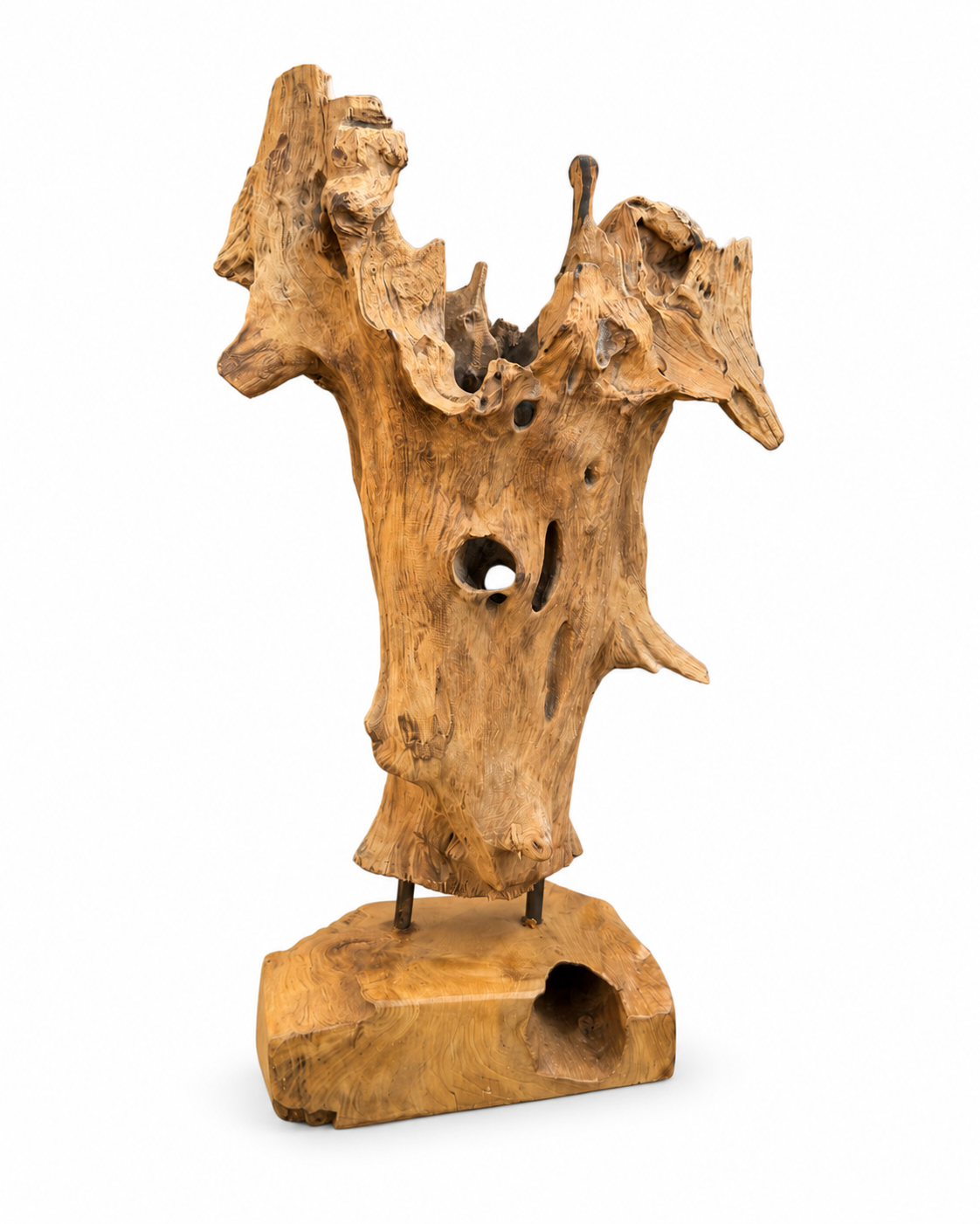 Teakholz Skulptur - Handgefertigt - Natürliche Maserung - 40x22x18 cm