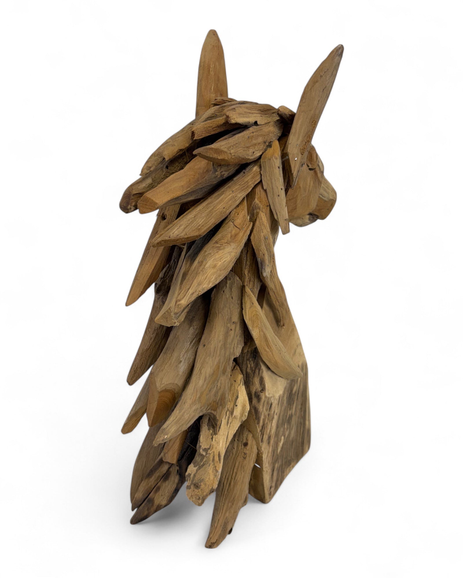 Unique piece: Teak wood horse head sculpture – Handcrafted animal figure made of natural wood for living space & decoration