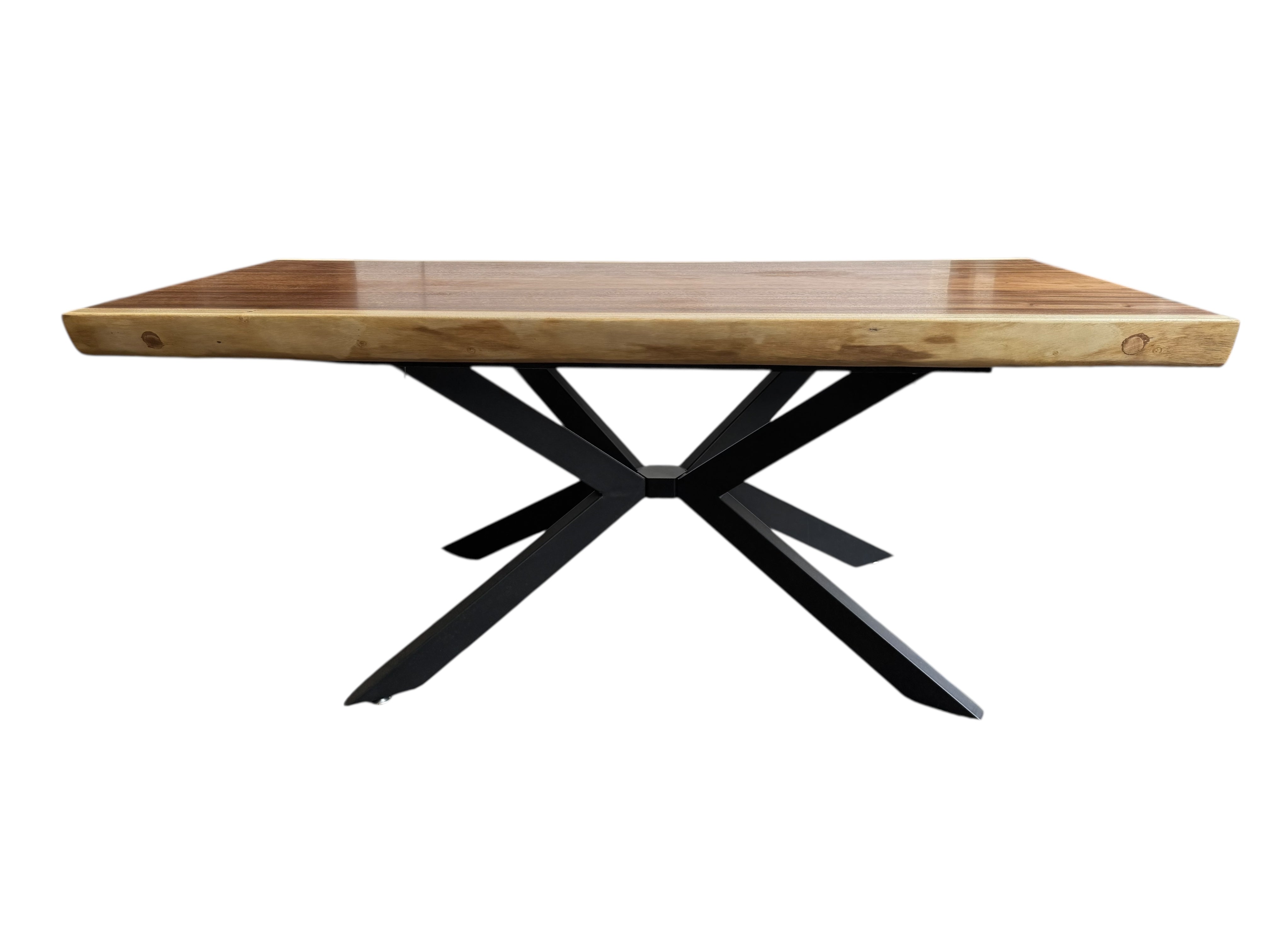 Table à manger en bois massif bord d'arbre naturel - table en bois massif de suar pièces uniques plateau de table (200x89x9cm)