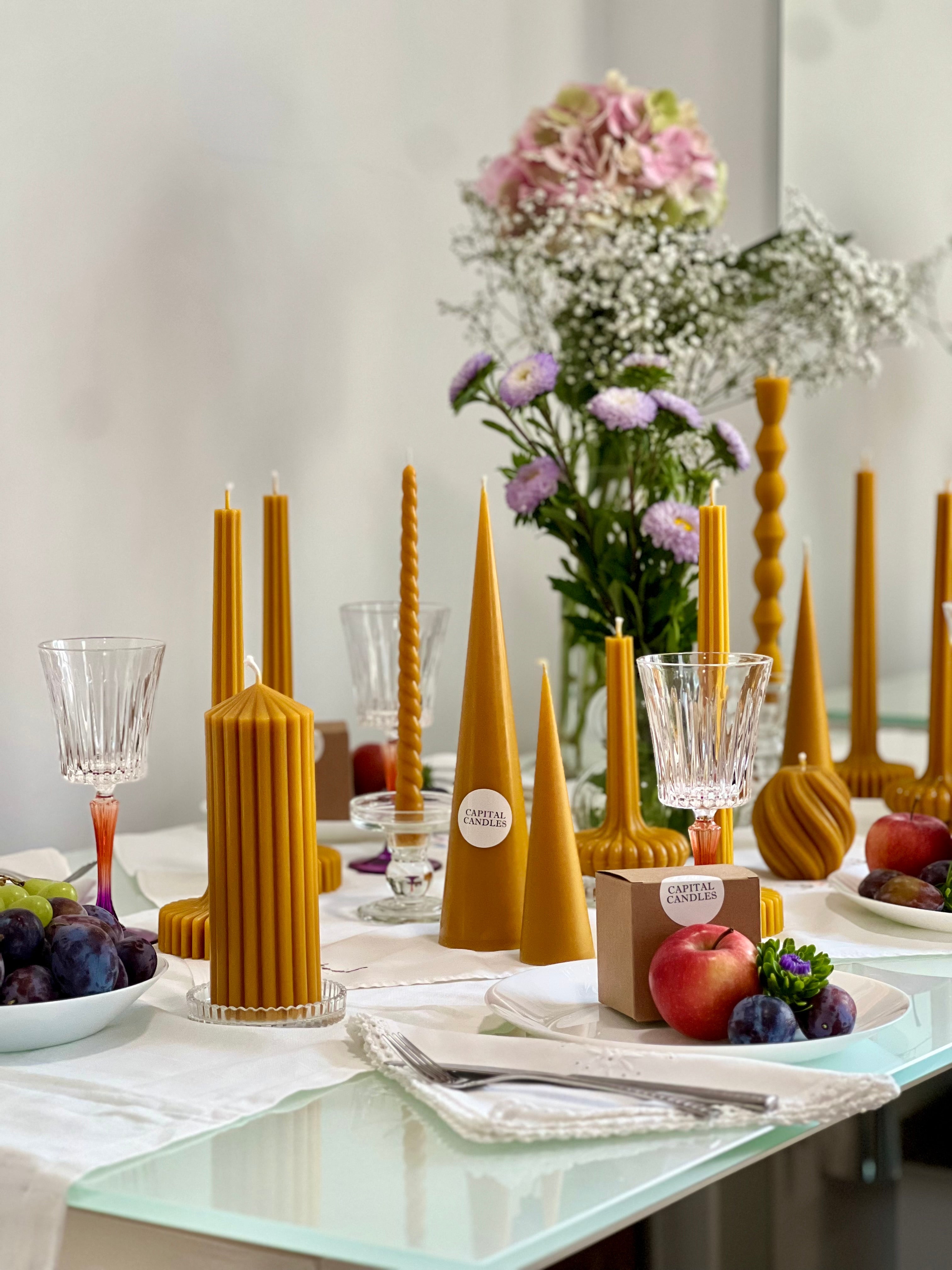 Beeswax Candle ROM – Promo – Hand-poured – For Living Rooms & Decoration – 2x Set