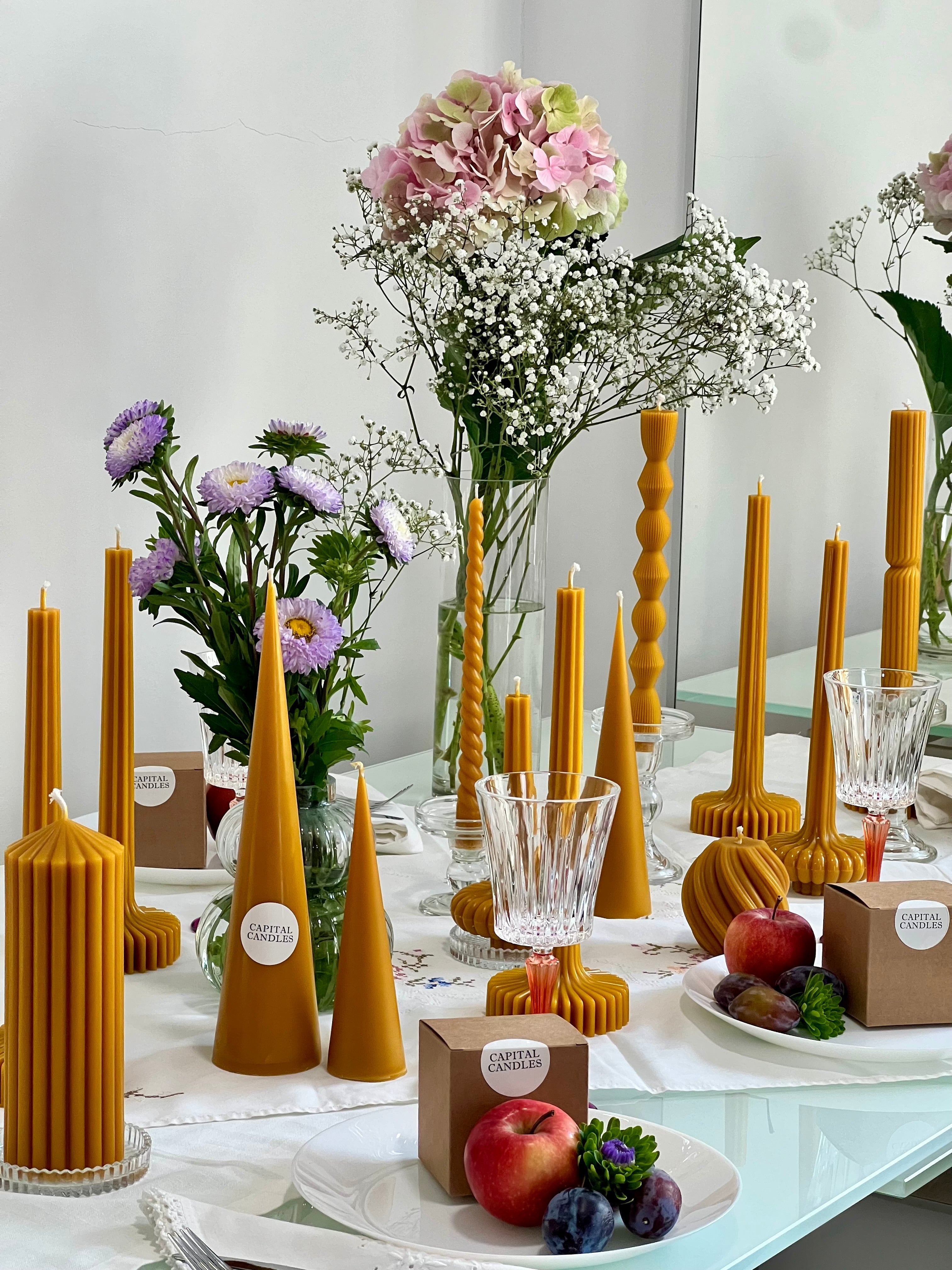 Bougie en cire d'abeille ISTANBUL – Cire d'abeille originale – Coulée à la main – Pour salons et décoration – 3 tailles