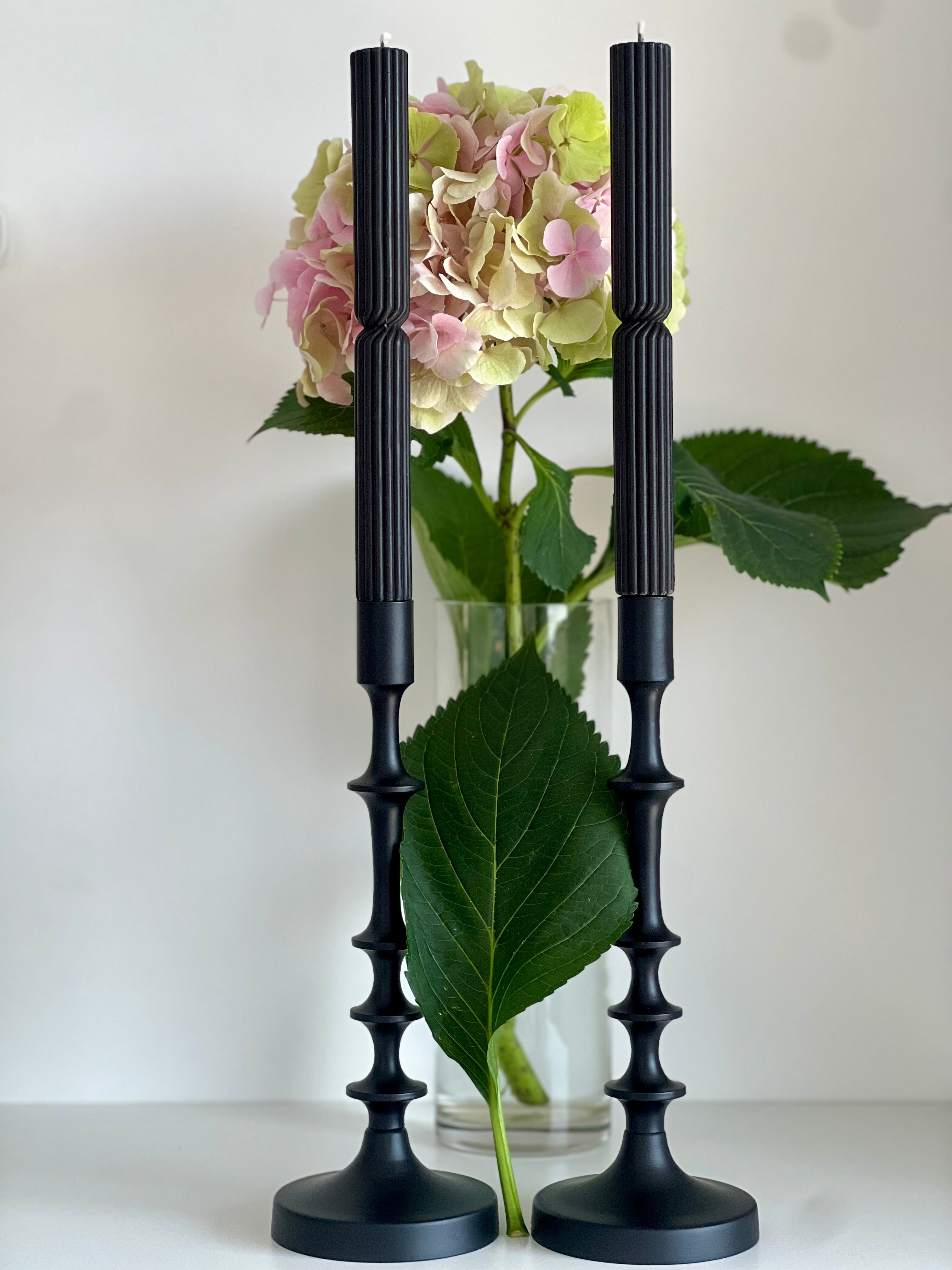 Beeswax candle ATHENS – Black – Hand-poured – For living rooms & decoration – 2x or 4x set