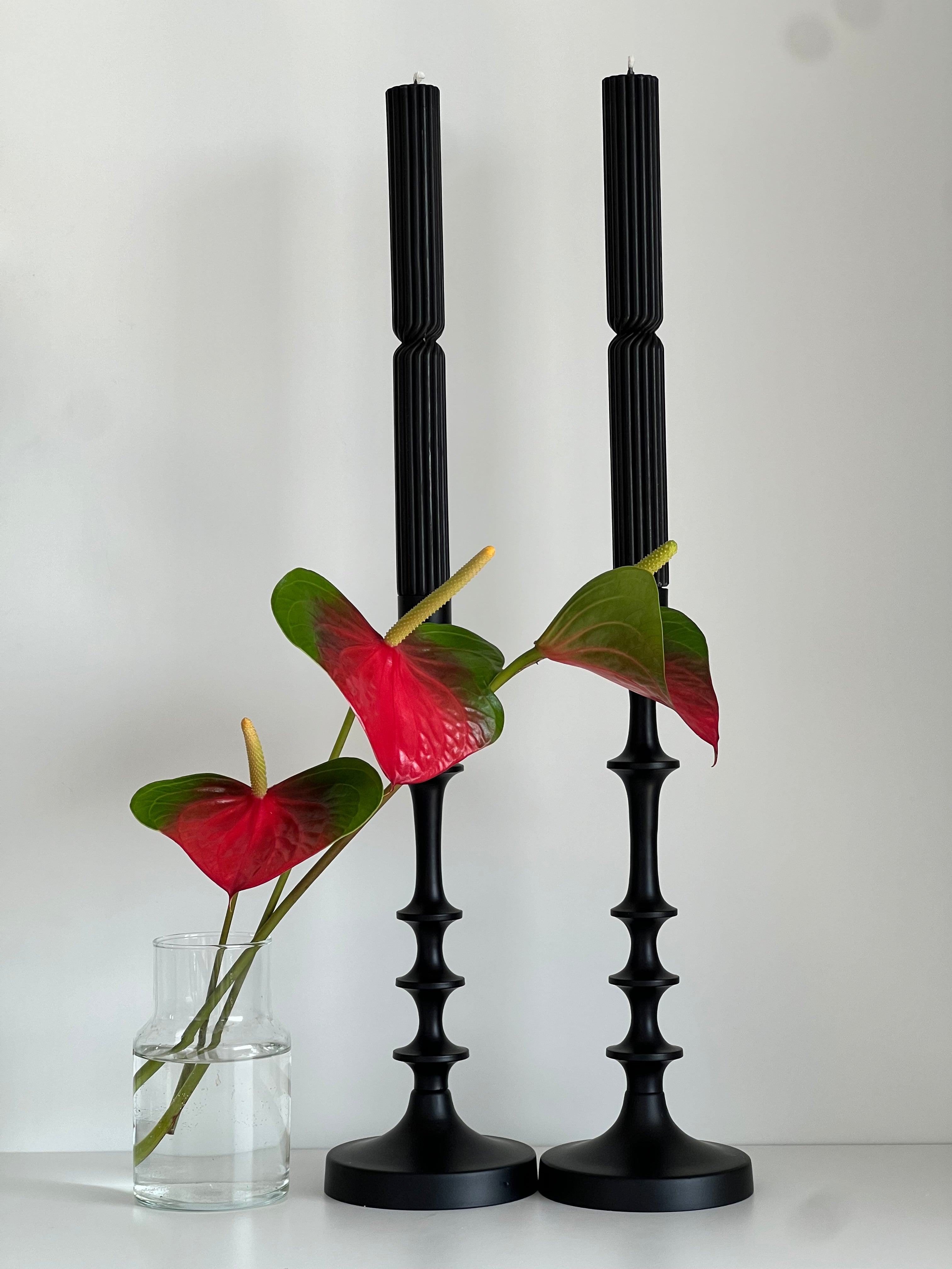 Beeswax candle ATHENS – Black – Hand-poured – For living rooms & decoration – 2x or 4x set