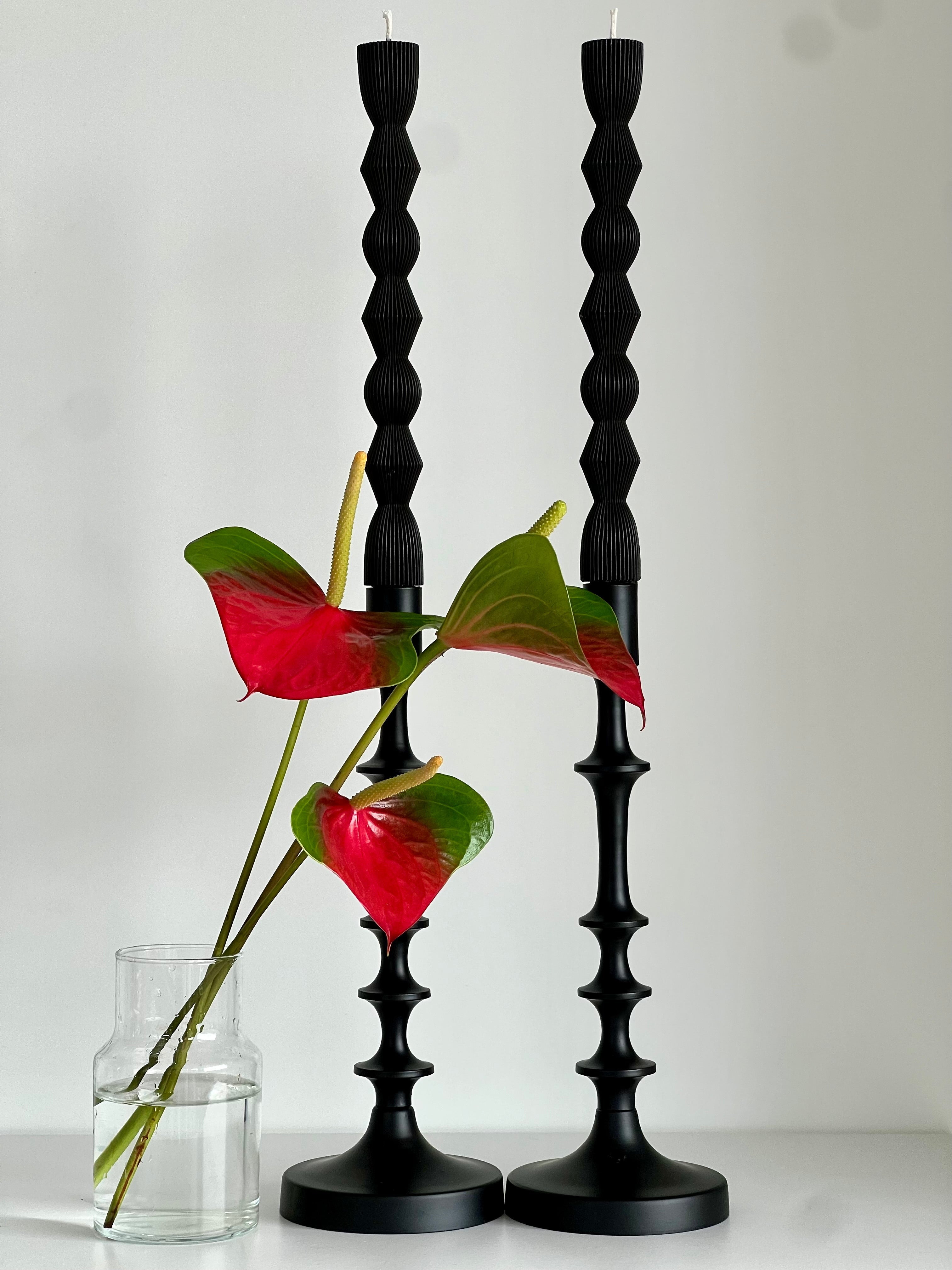 Beeswax candle MADRID – Black – Hand-poured – For living rooms & decoration – 2x or 4x set
