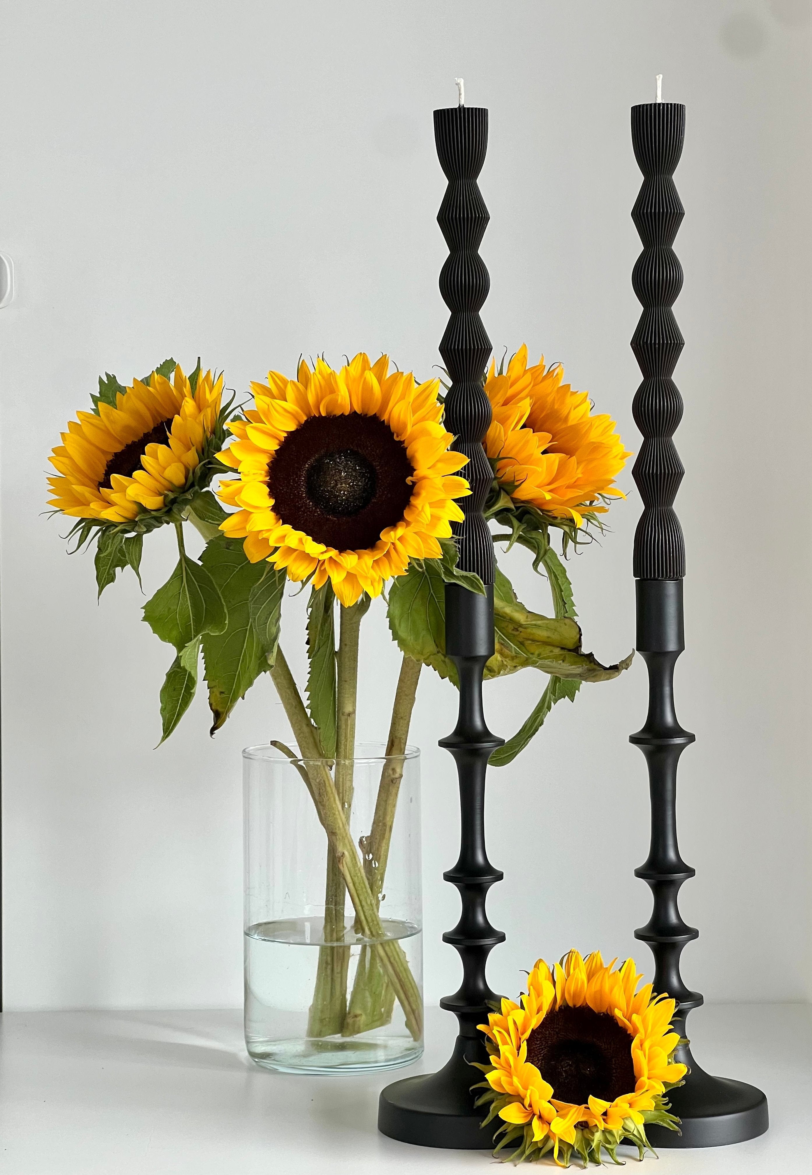 Beeswax candle MADRID – Black – Hand-poured – For living rooms & decoration – 2x or 4x set