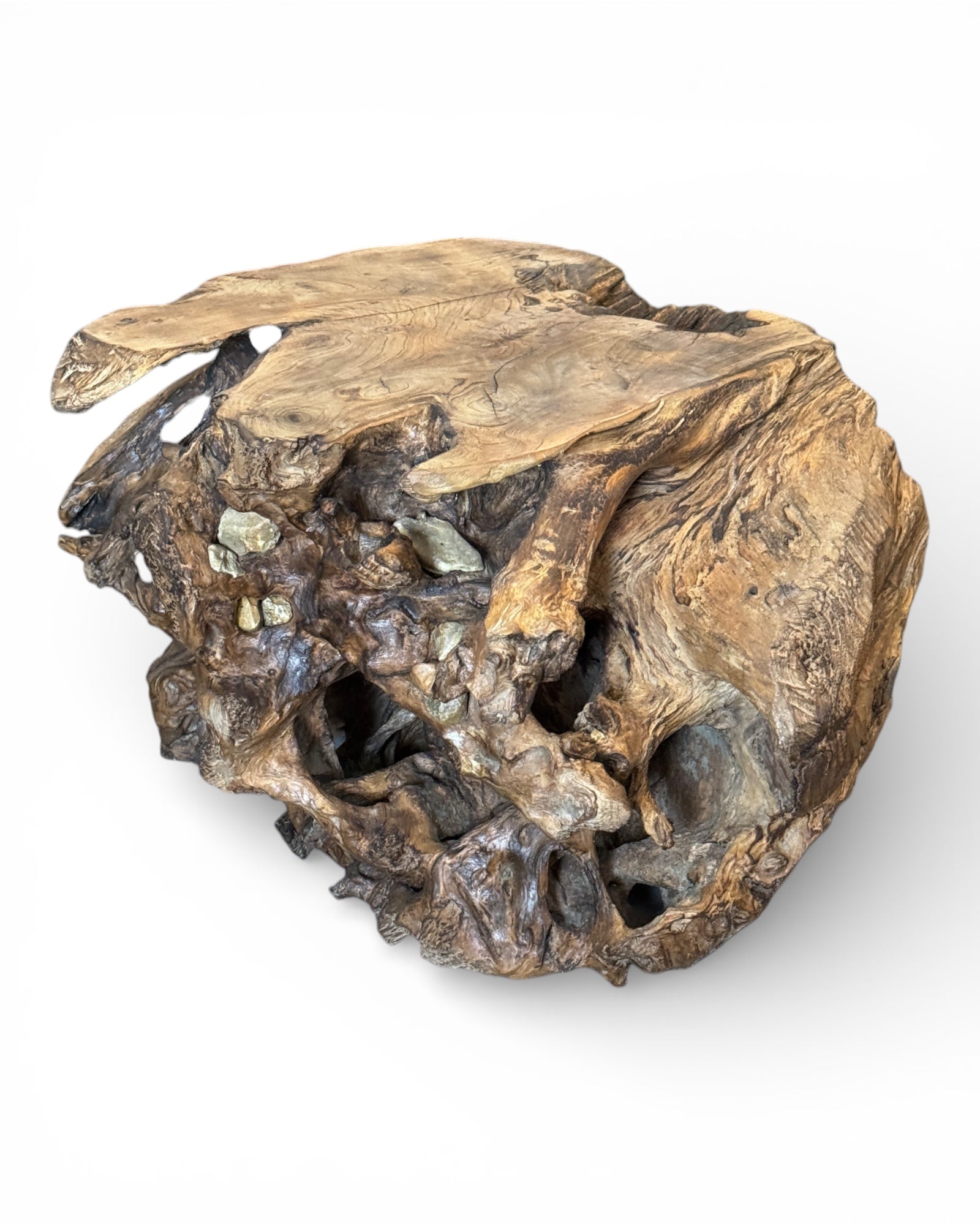 Unique piece: One-of-a-kind garden root wood table made of teak - 42 × 70 × 60 cm