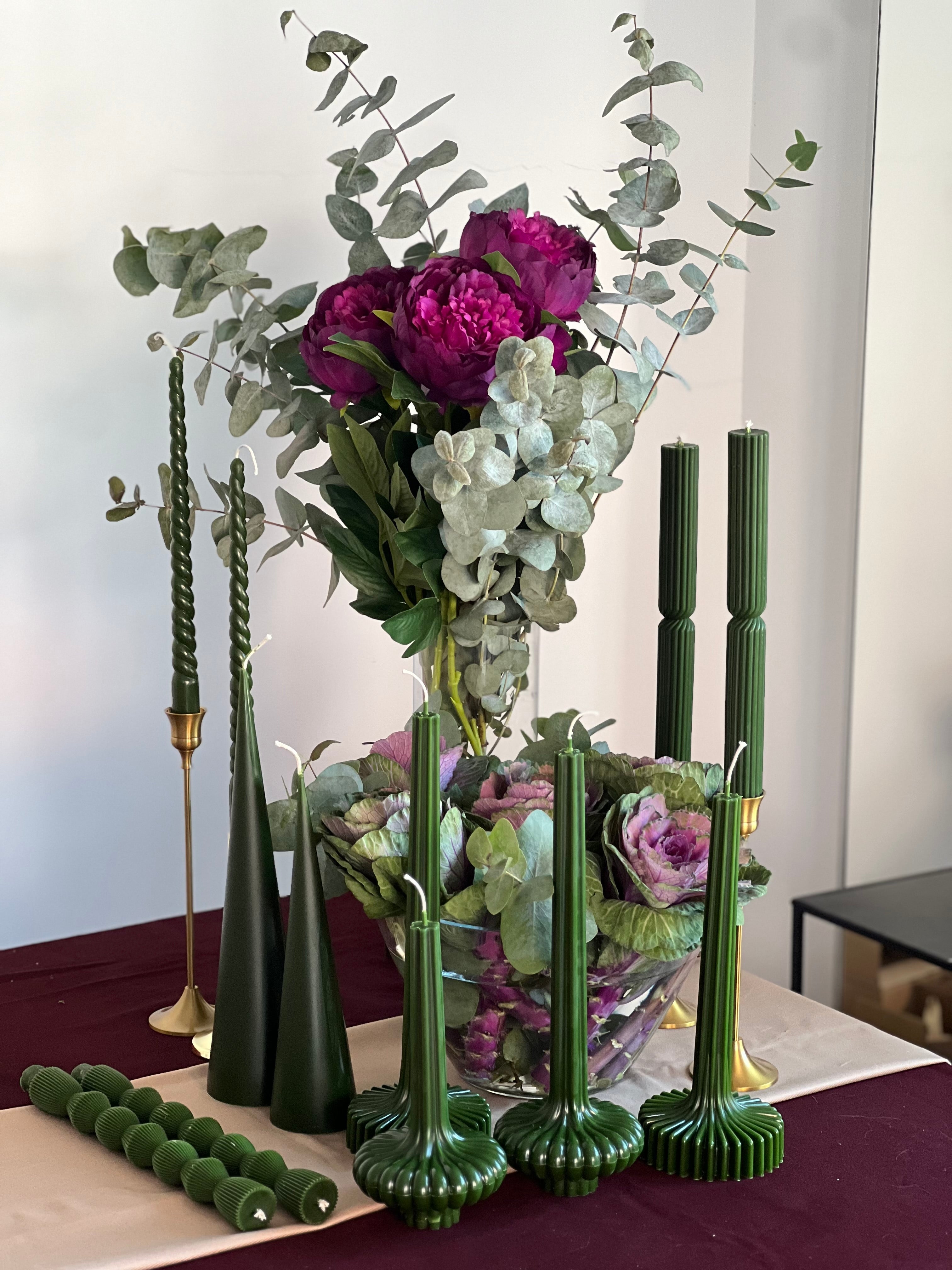 Bienenwachskerze ISTANBUL – Grün – Handgegossen – Für Wohnräume & Dekoration – 3 Größen