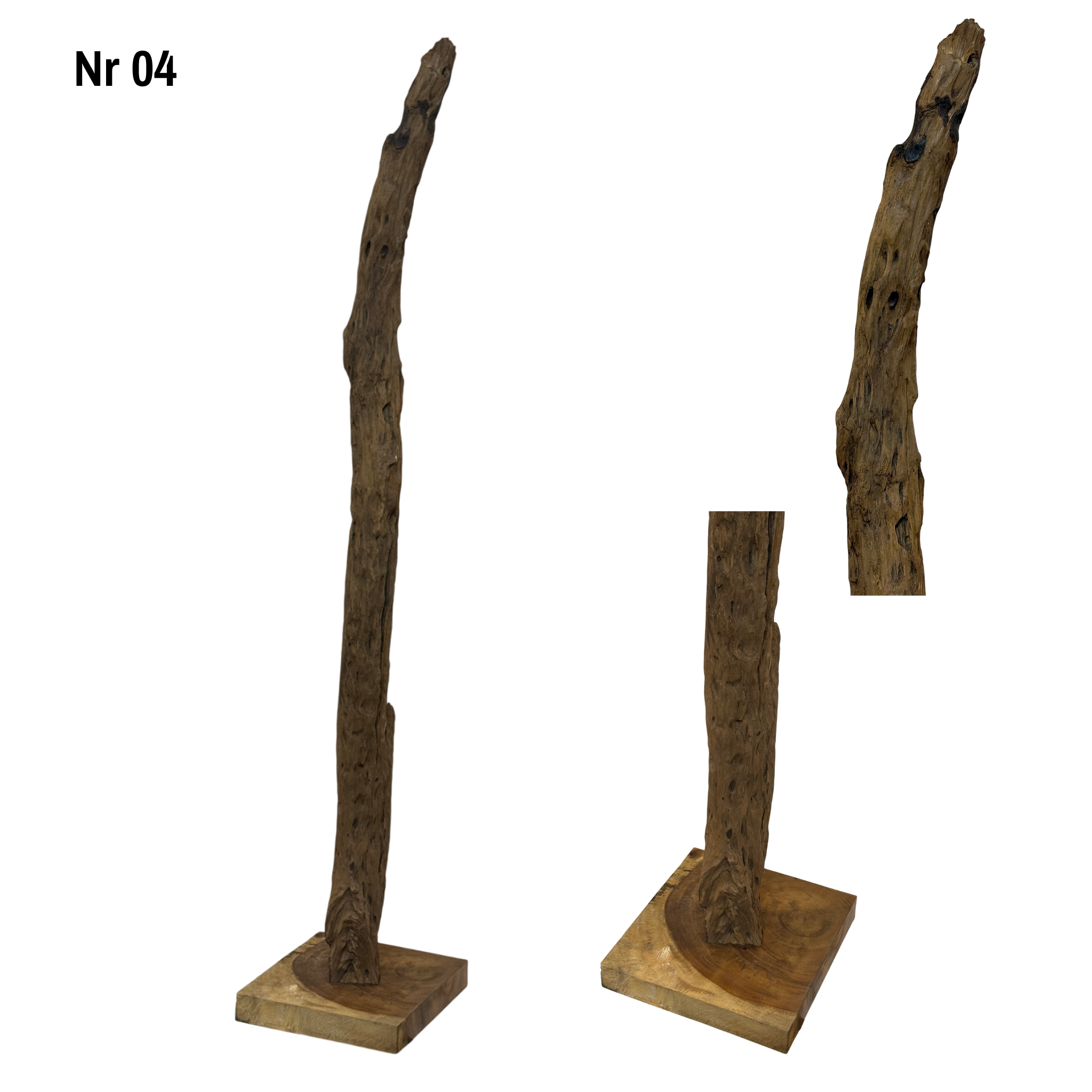 Teakholz Standfuß Naturwurzel – handgefertigtes Massivholz Unikat, dekorativer Holzfuß für Lampen & Wohnraum - 180–200 cm Höhe Ø 8–13 cm