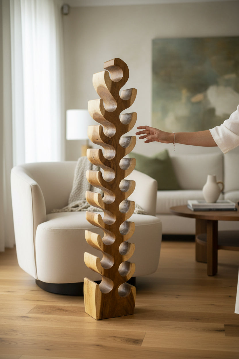 Weinregal Massiv XXL – Weinhalter Flaschenhalter - Handgefertigt Edel Hochwertig – Aus Teakholz für 18 Flaschen – 150x30x18 cm