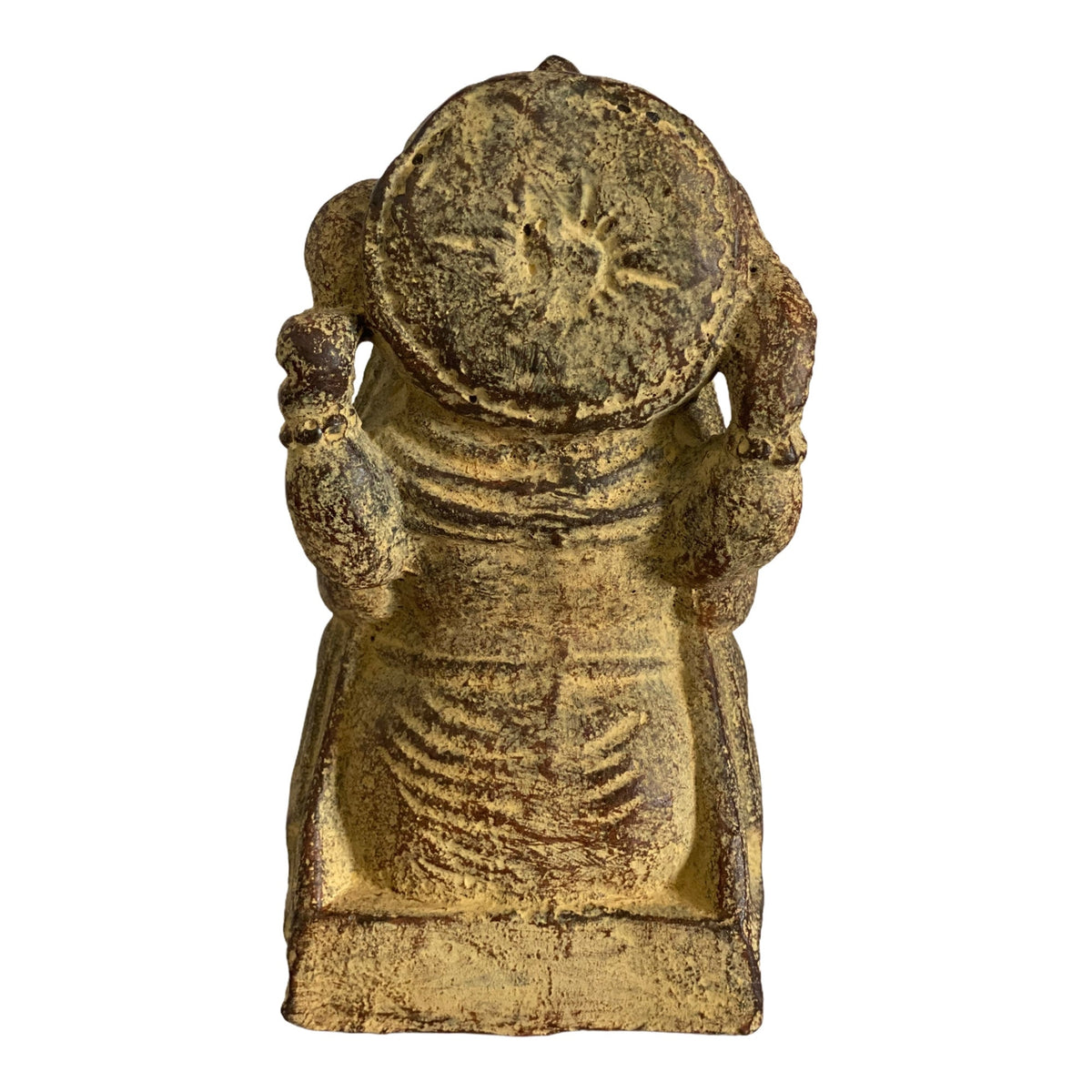 Sculpture de Ganesh - Décoration de pièce - Déité hindoue de la bonne chance - Mélange de pierres Éléphant jaune - 14 x 8,5 x 6 cm