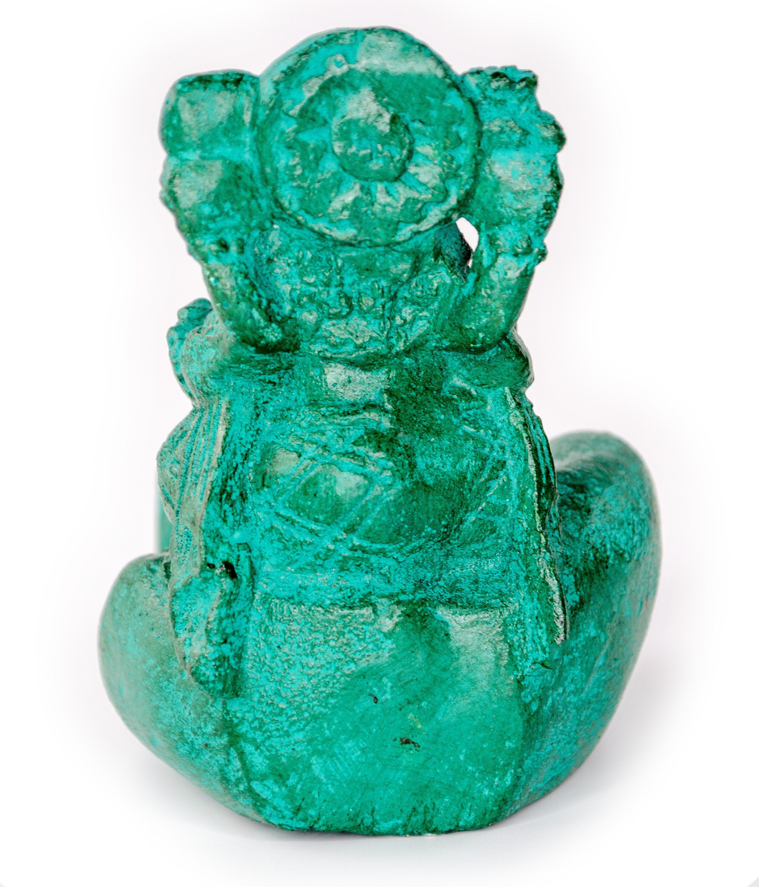 Ganesha Hand Sculpture - Decorative Room Decoration Soap Dish Incense Sticks - Hindu Deity of Good Luck - Elephant Green - 13x9x15 cm
