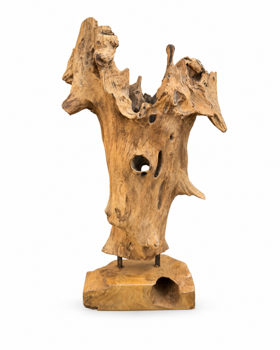 Teakholz Skulptur - Handgefertigt - Natürliche Maserung - 40x22x18 cm