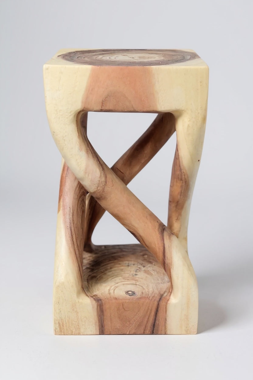 Table d'appoint en bois - table basse tabouret en bois - fait main - tourné en bois de suar massif clair - 50x28x28 cm