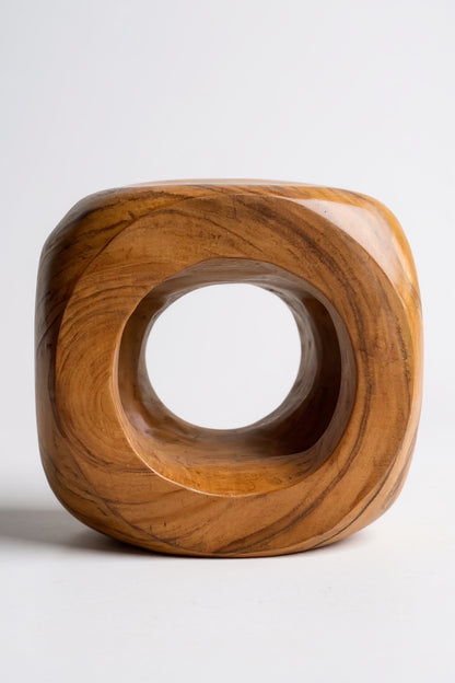 Tabouret en bois – Table d'appoint pour plantes – Moderne avec découpe ronde – Forme cubique en bois massif – 40 x 40 x 40 cm