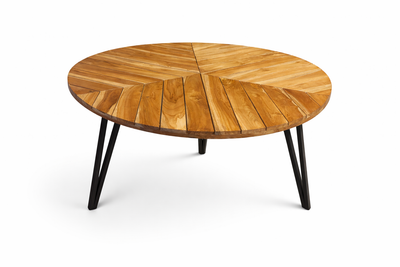 Round Teak Garden Table Ø 150 cm – Handmade Unique Piece with Natural Elegance for Garden, Patio & Conservatory