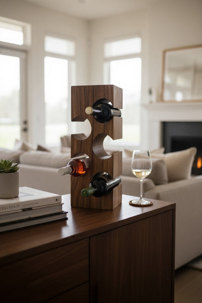 Solid wine rack - kitchen living room decoration wine holder - handmade noble high-quality - square made of Suar wood - 50/70/100x19.5x14.5 cm