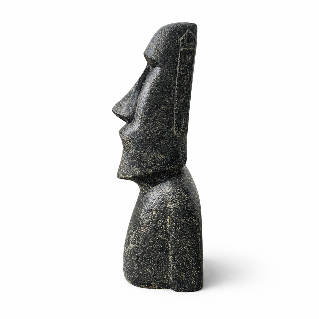 Moai Head Statue - Garden Decoration Sculpture - Weatherproof - Rapa Nui Easter Island Figure made of Fiberglass Concrete Gray - 120x46x40 cm