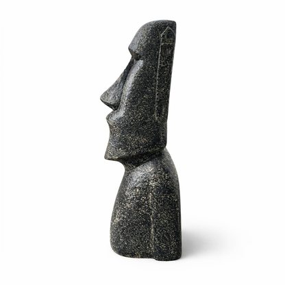 Moai Head Statue - Garden Decoration Sculpture - Weatherproof - Rapa Nui Easter Island Figure made of Fiberglass Concrete Gray - 120x46x40 cm