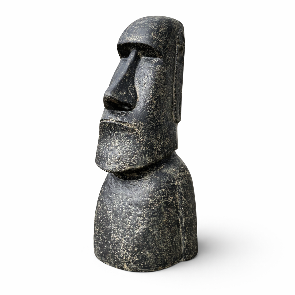 Moai Head Statue - Garden Decoration Sculpture - Weatherproof - Rapa Nui Easter Island Figure made of Fiberglass Concrete Gray - 120x46x40 cm