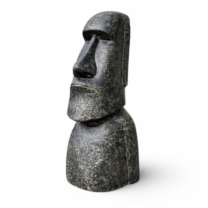 Moai Head Statue - Garden Decoration Sculpture - Weatherproof - Rapa Nui Easter Island Figure made of Fiberglass Concrete Gray - 120x46x40 cm